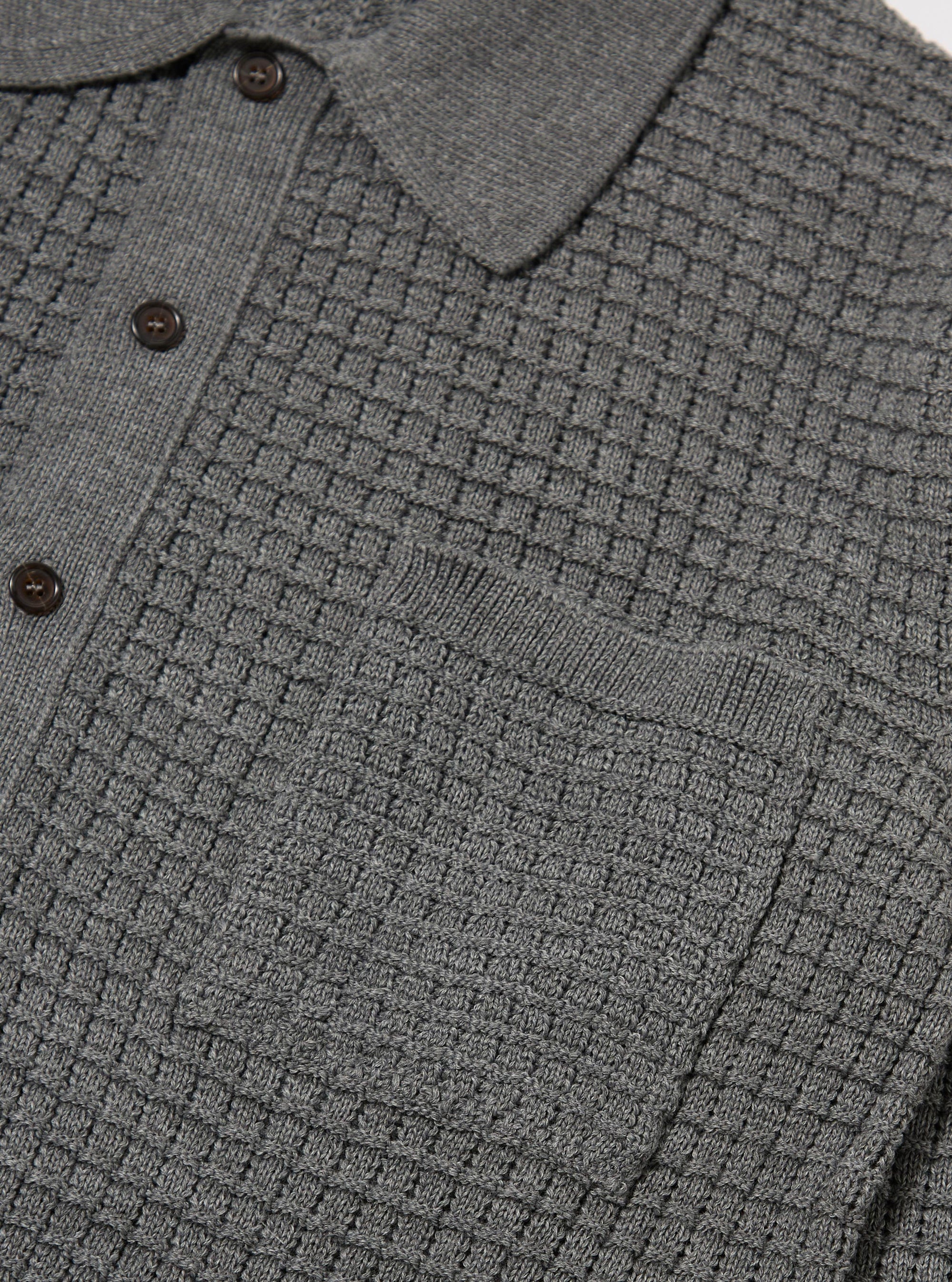 Grey Textured Merino Knit Charlie Cardigan