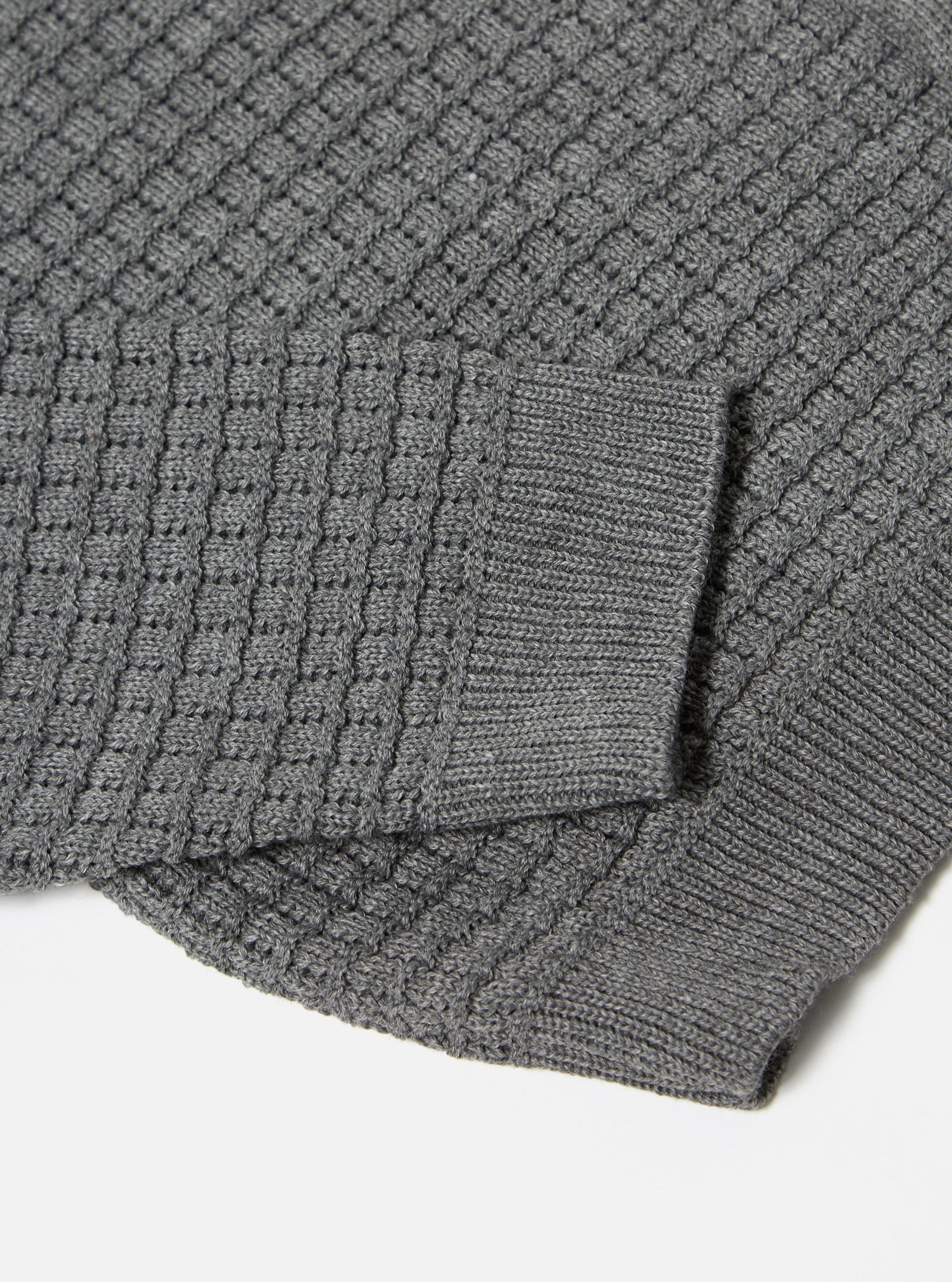 Grey Textured Merino Knit Charlie Cardigan