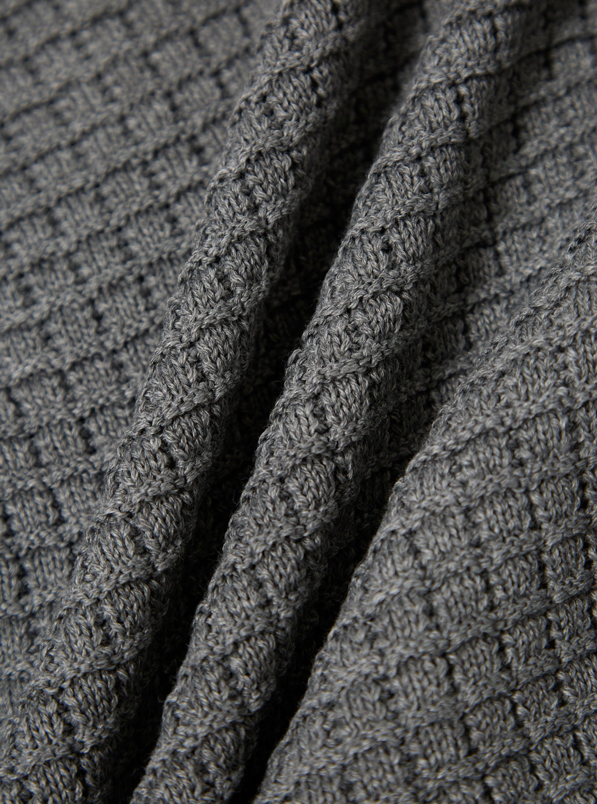 Grey Textured Merino Knit Charlie Cardigan