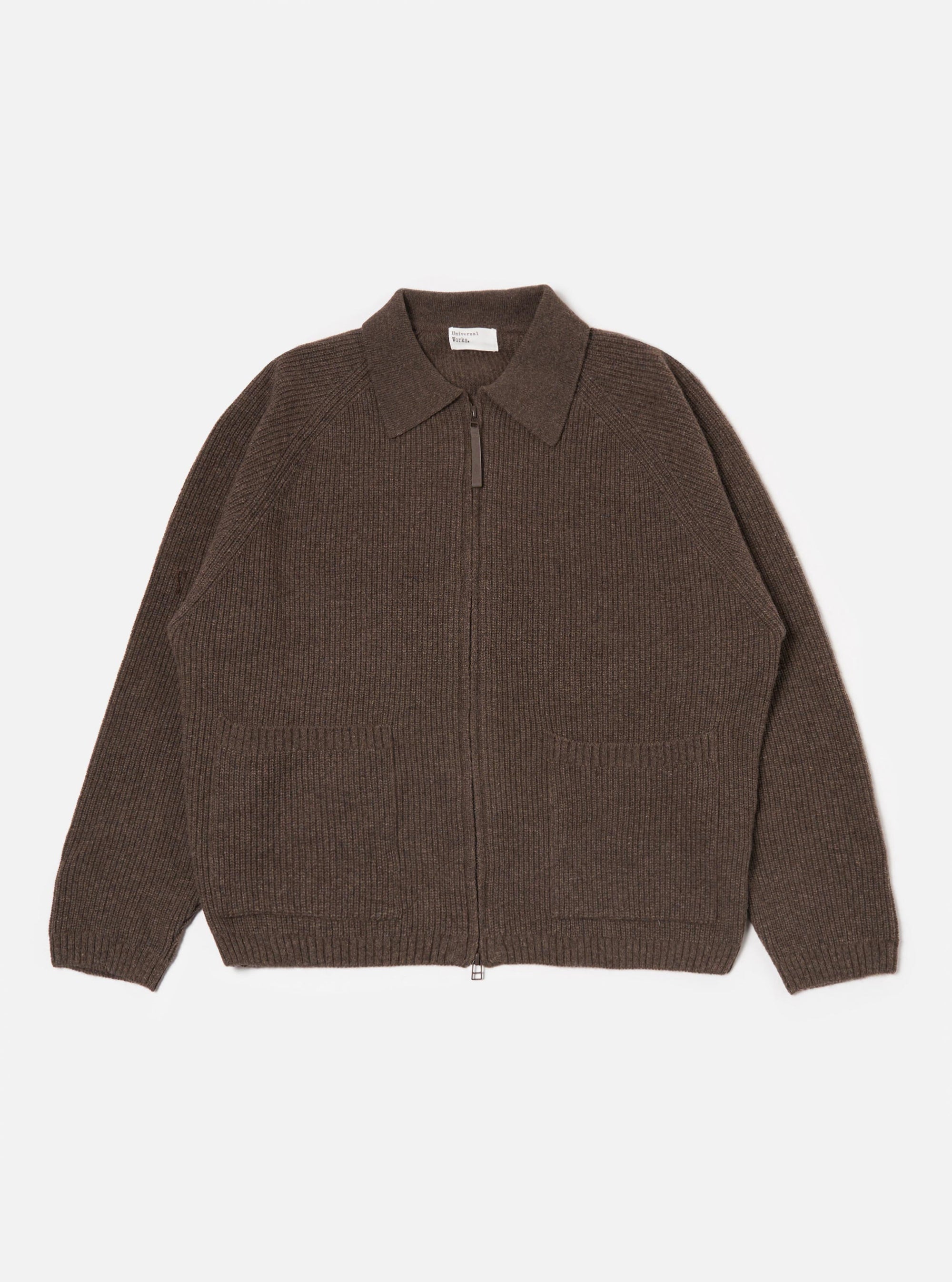 Brown Eco Wool Zip Cardigan