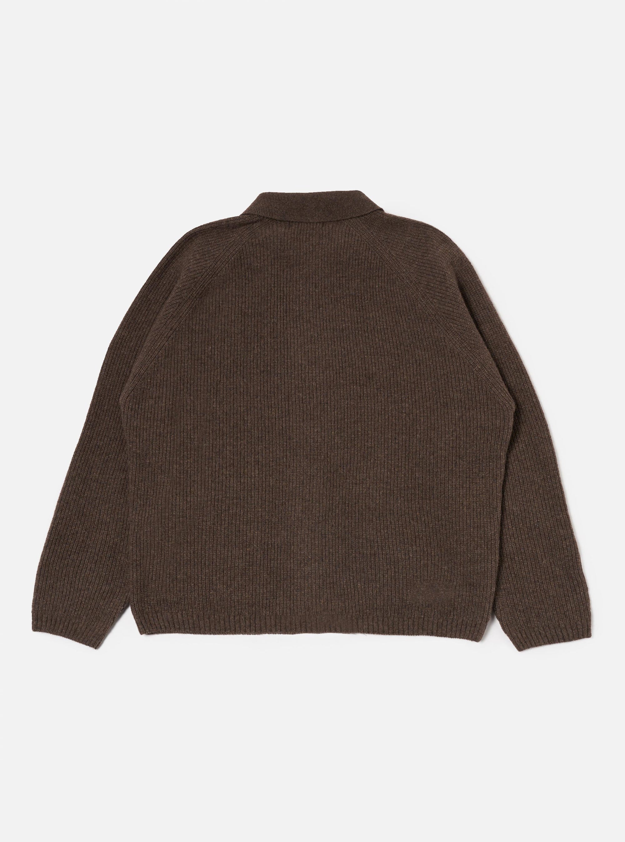 Brown Eco Wool Zip Cardigan