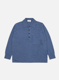 Airforce Blue Merino L/S Pullover Knit Shirt