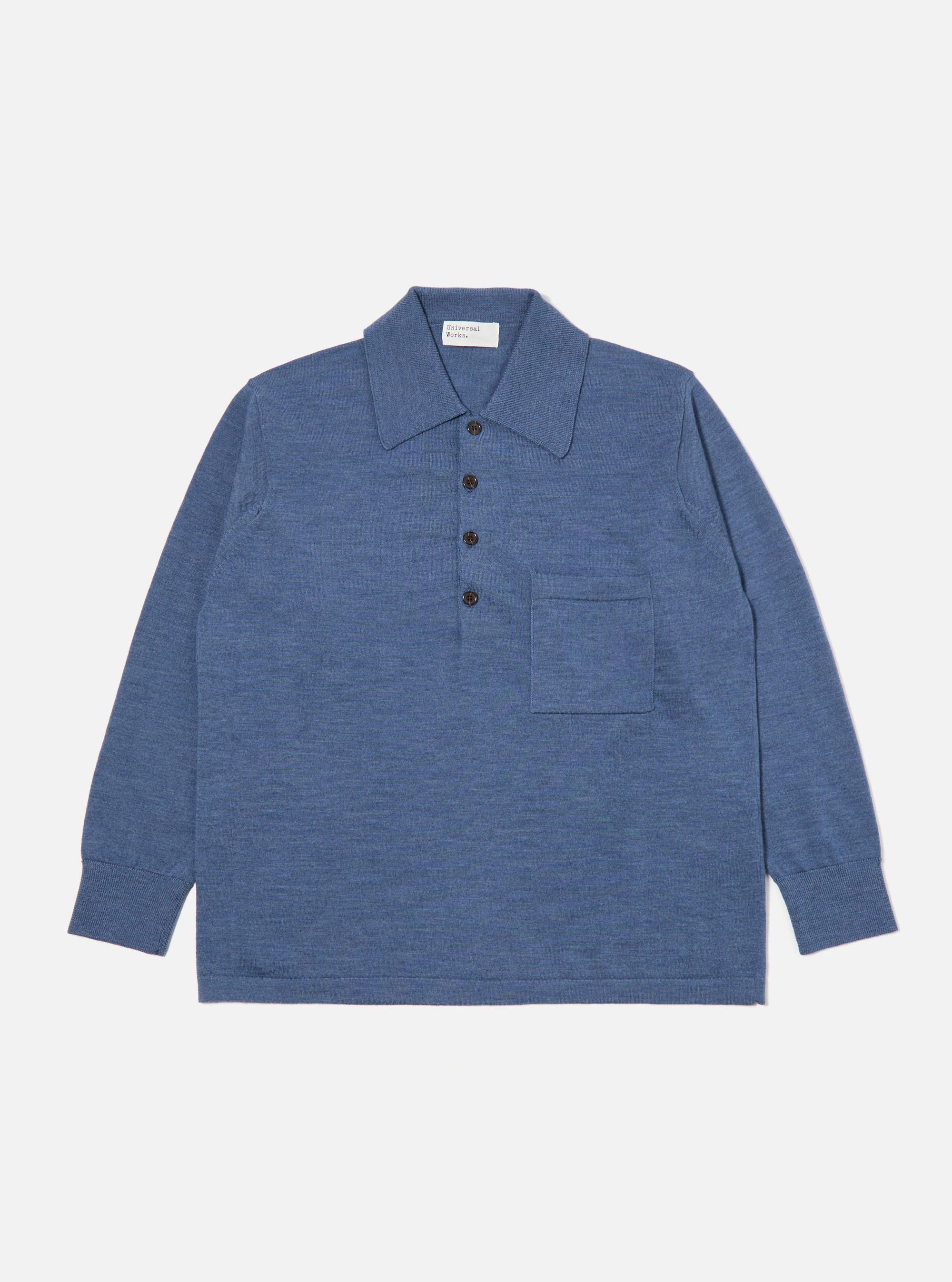 Airforce Blue Merino L/S Pullover Knit Shirt