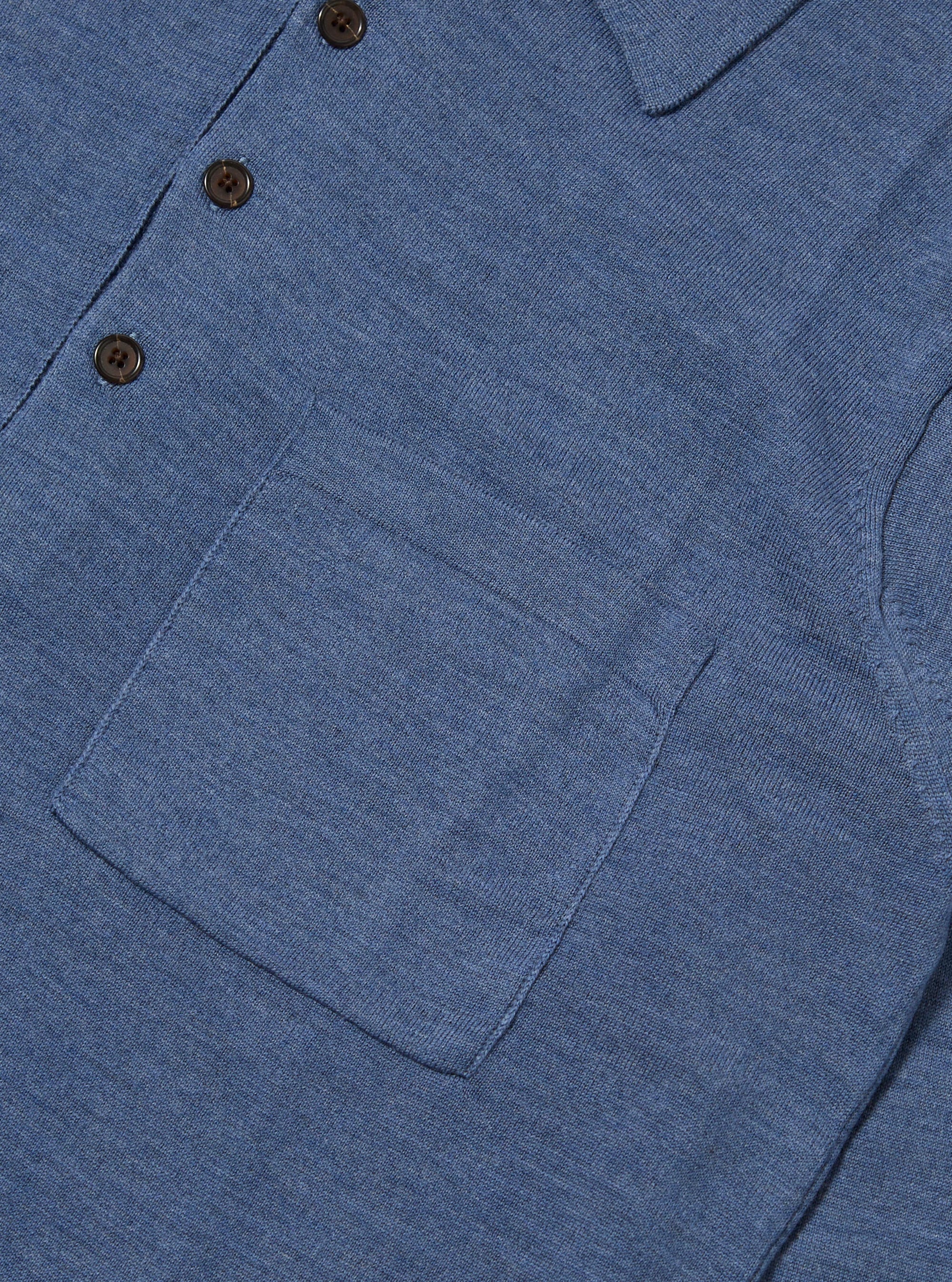 Airforce Blue Merino L/S Pullover Knit Shirt