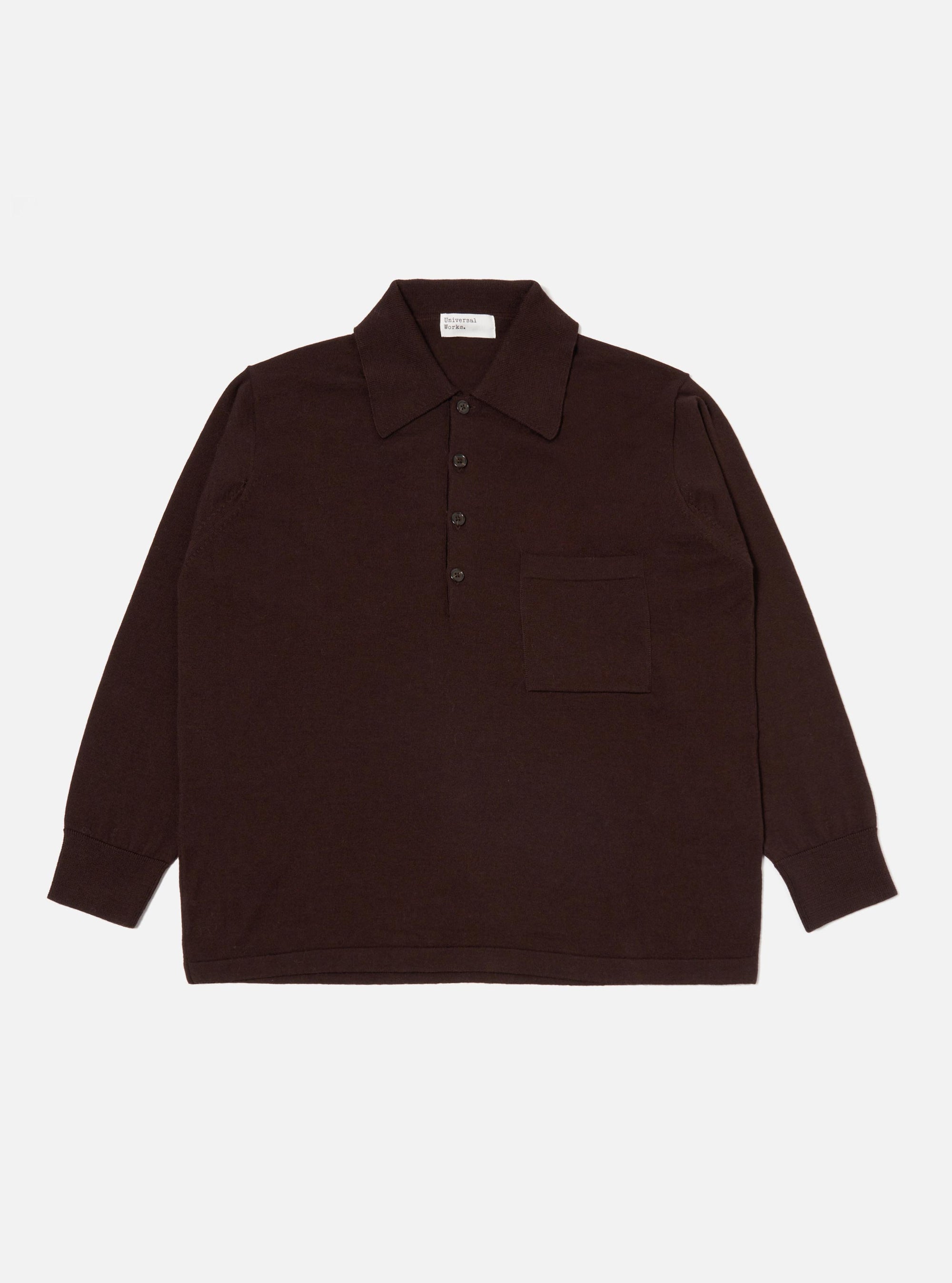 Brown Merino L/S Pullover Knit Shirt