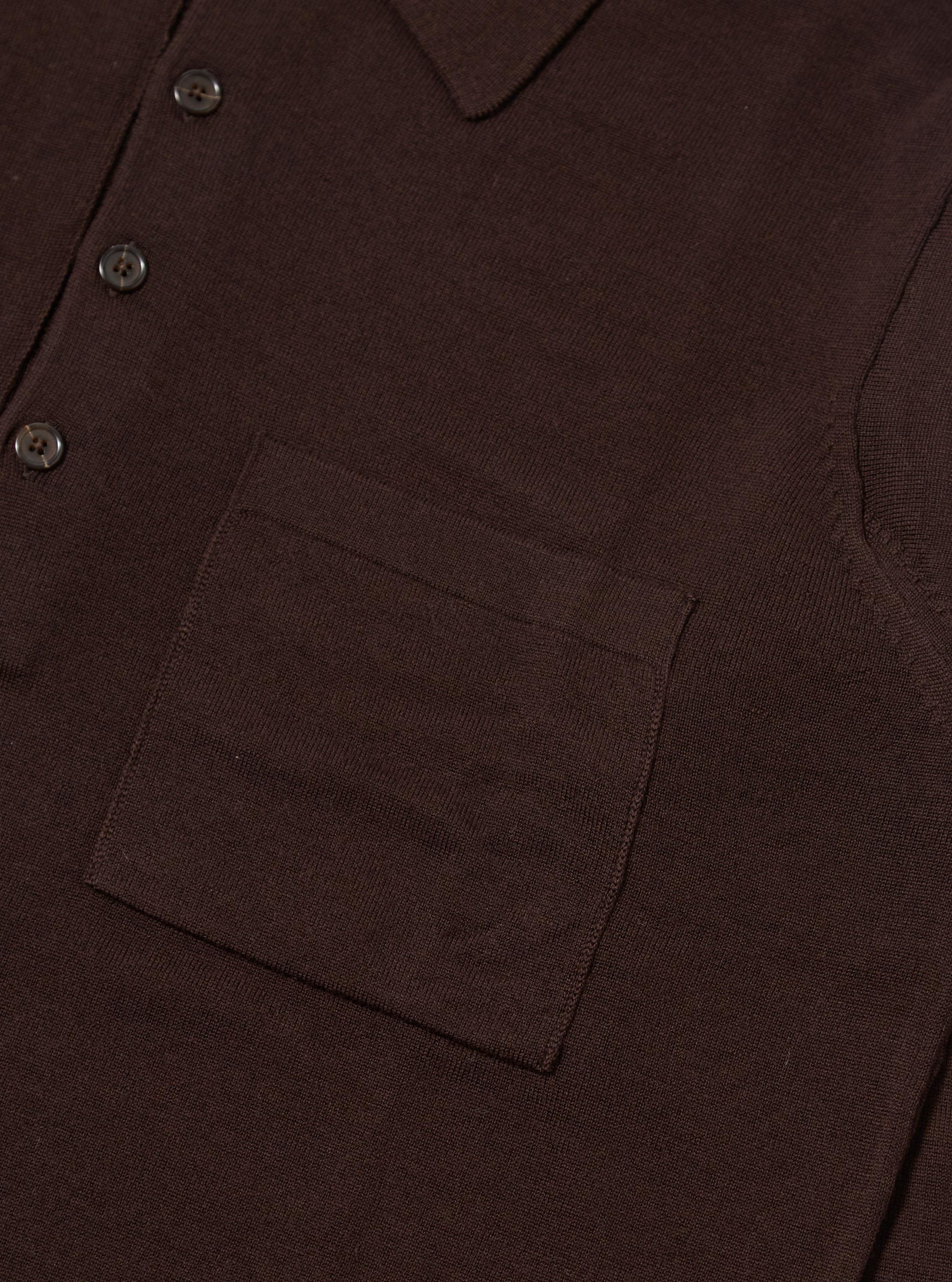 Brown Merino L/S Pullover Knit Shirt
