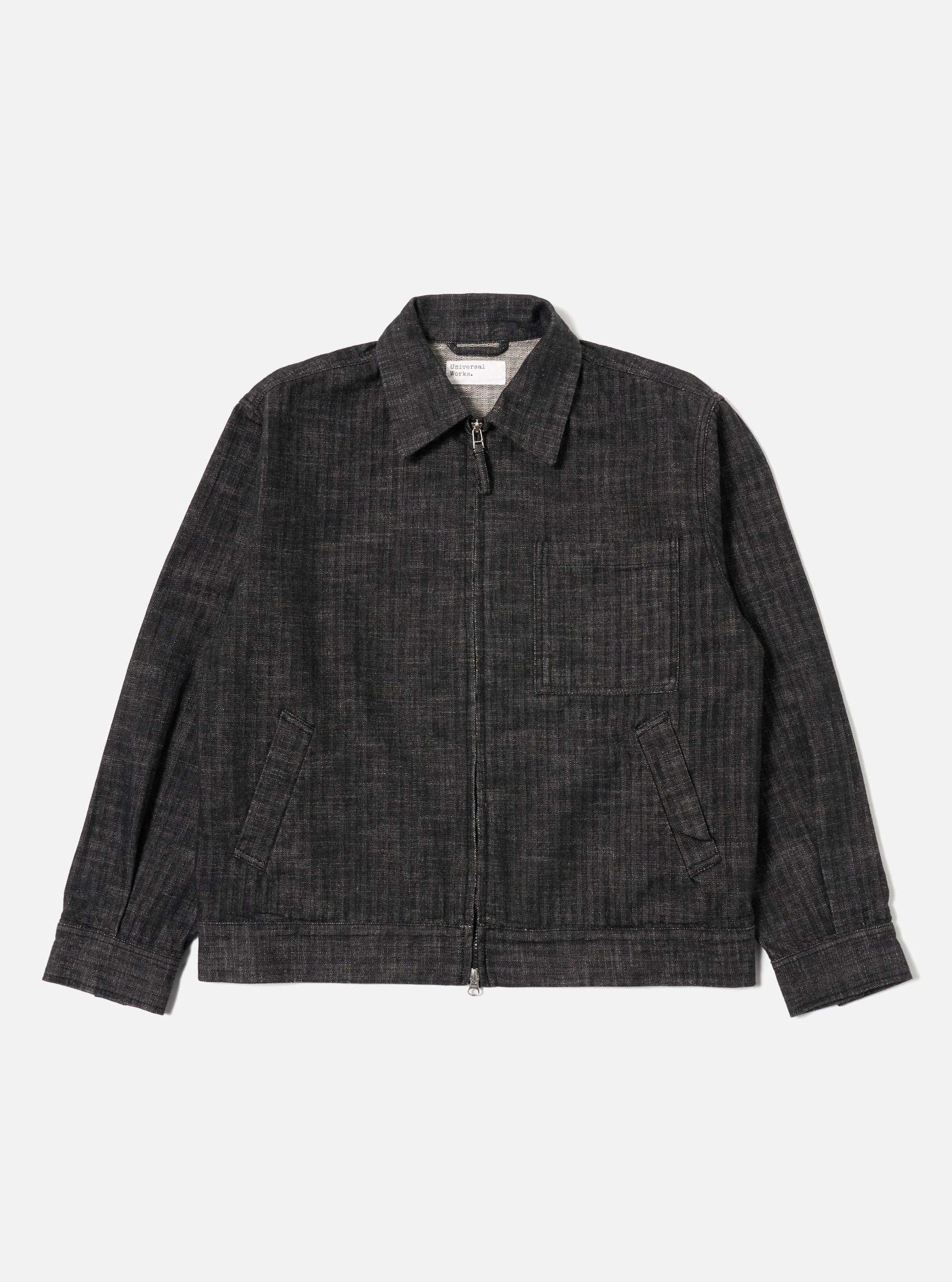 Black Cotton Denim Rose Bowl Jacket