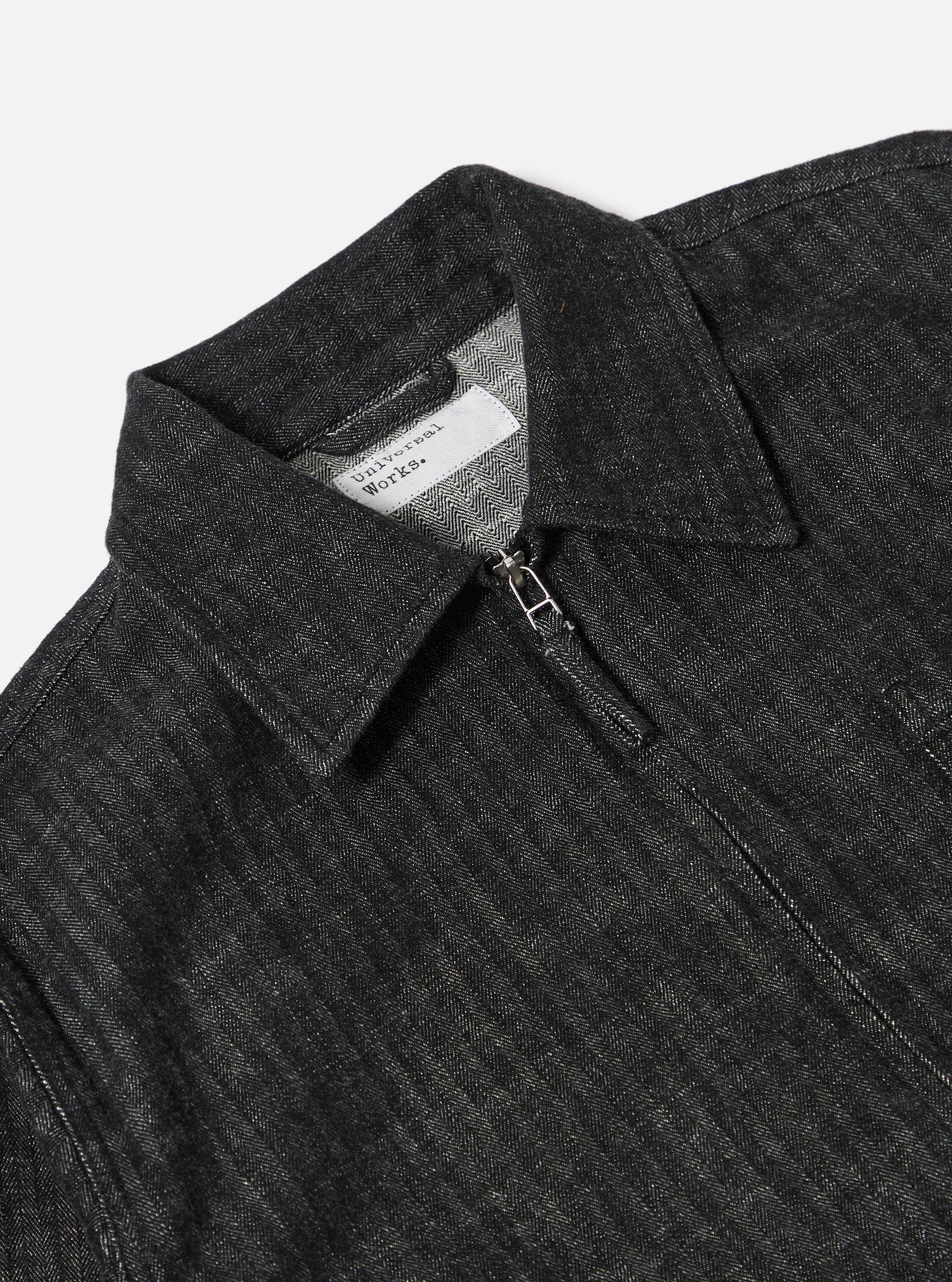 Black Cotton Denim Rose Bowl Jacket