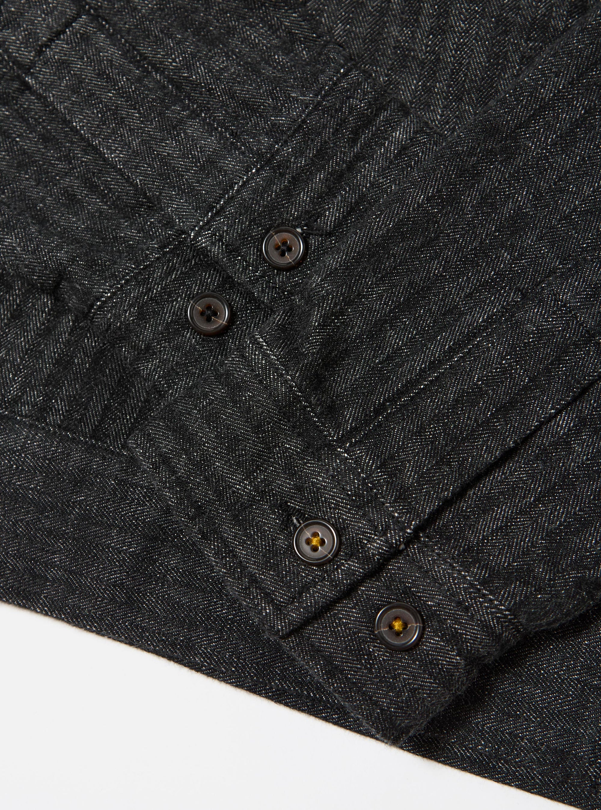Black Cotton Denim Rose Bowl Jacket