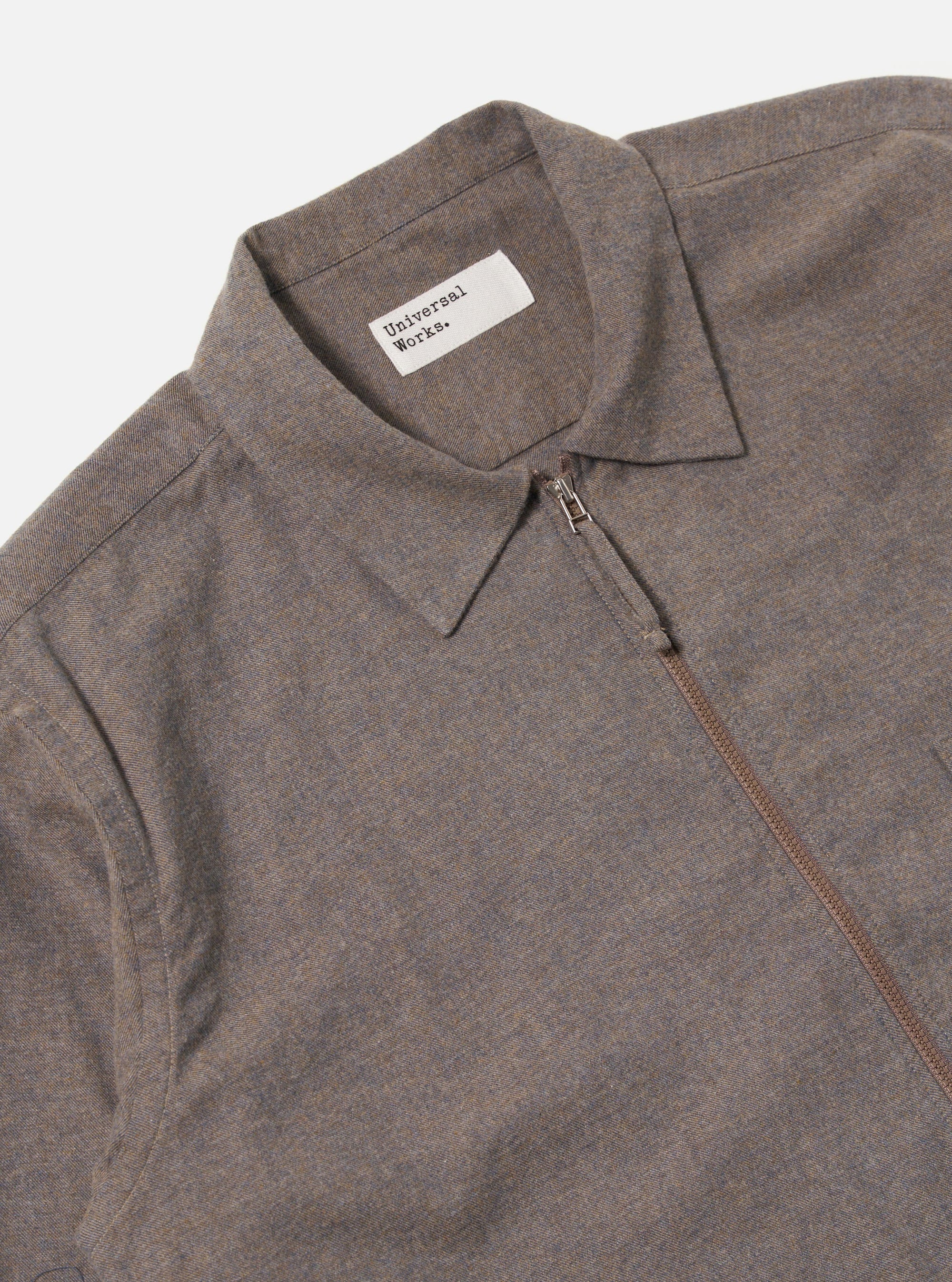 Brown Brushed Flannel Zip Shirt