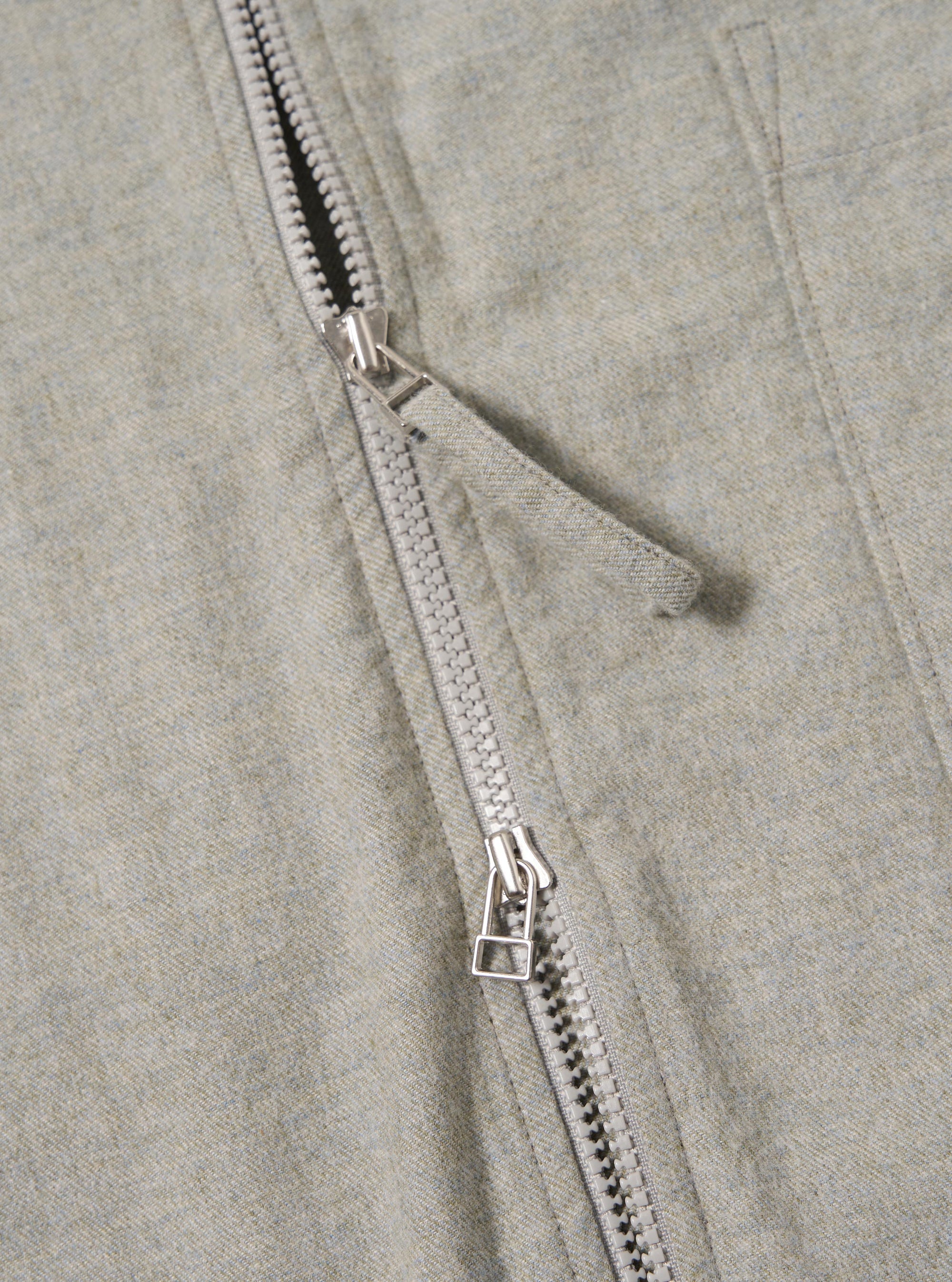 Grey Brushed Flannel Zip Shirt