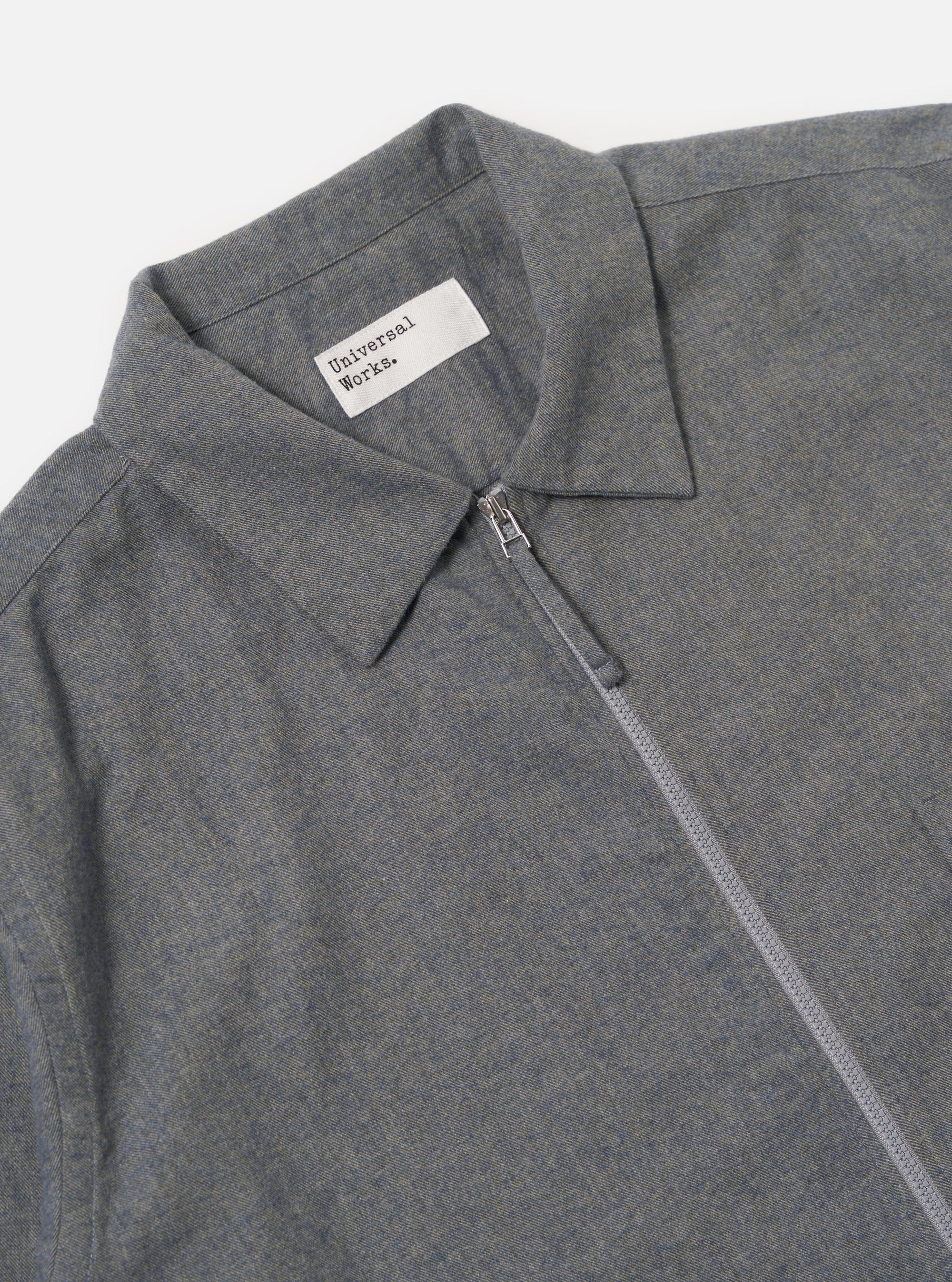 Navy Brushed Flannel Zip Shirt
