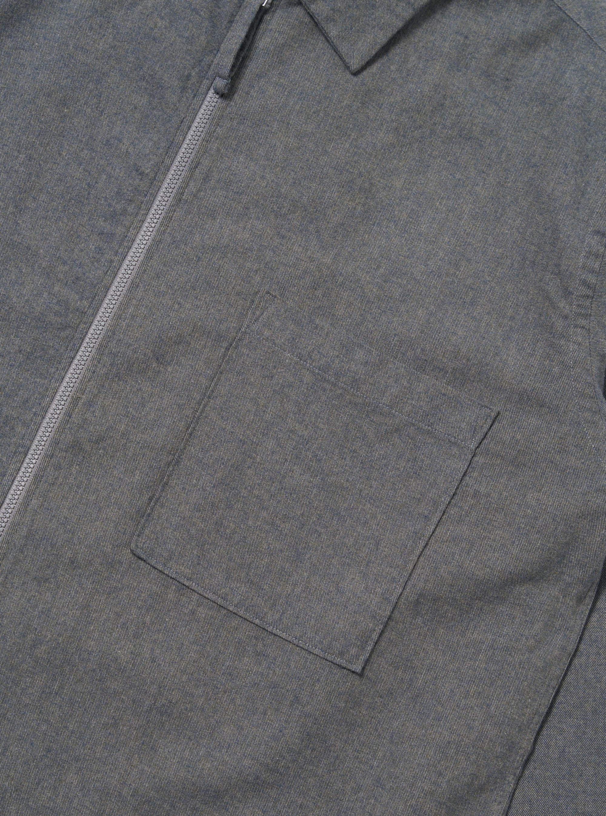 Navy Brushed Flannel Zip Shirt