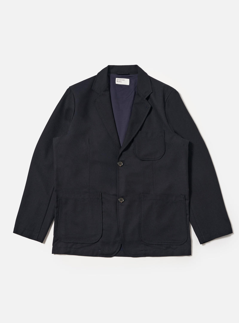 Dark Navy Upcycled Italian Tweed Two Button Jacket