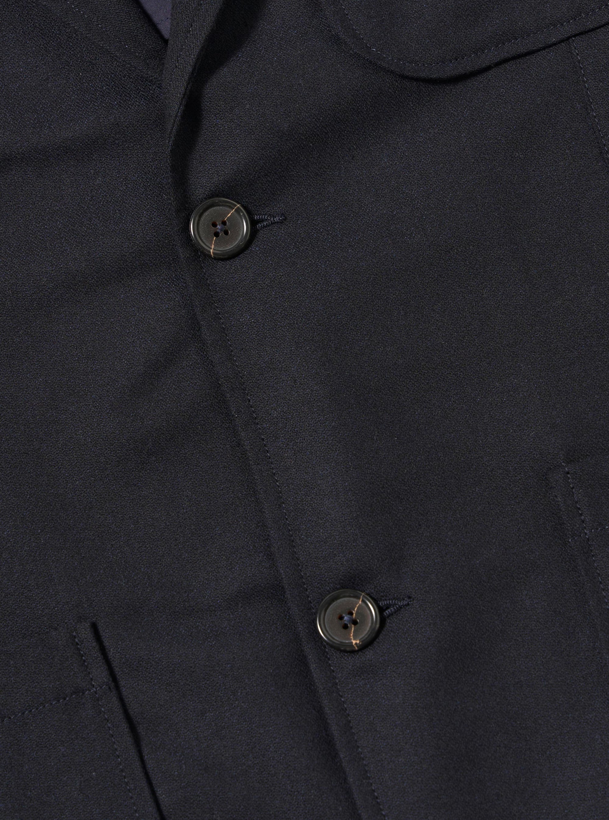 Dark Navy Upcycled Italian Tweed Two Button Jacket