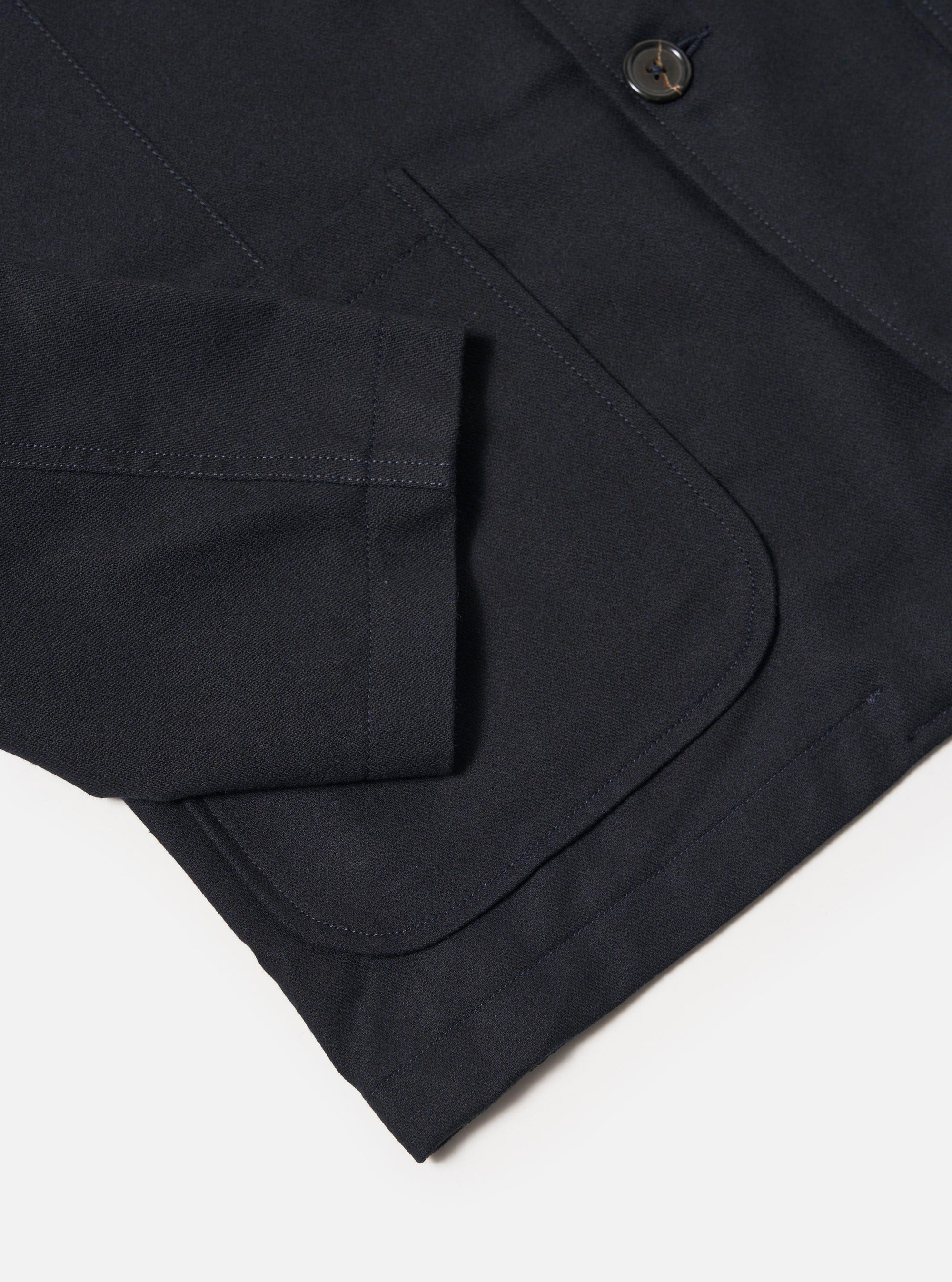 Dark Navy Upcycled Italian Tweed Two Button Jacket
