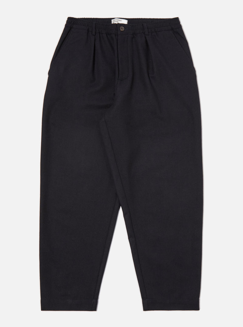 Dark Navy Upcycled Italian Tweed Pleated Track Pant