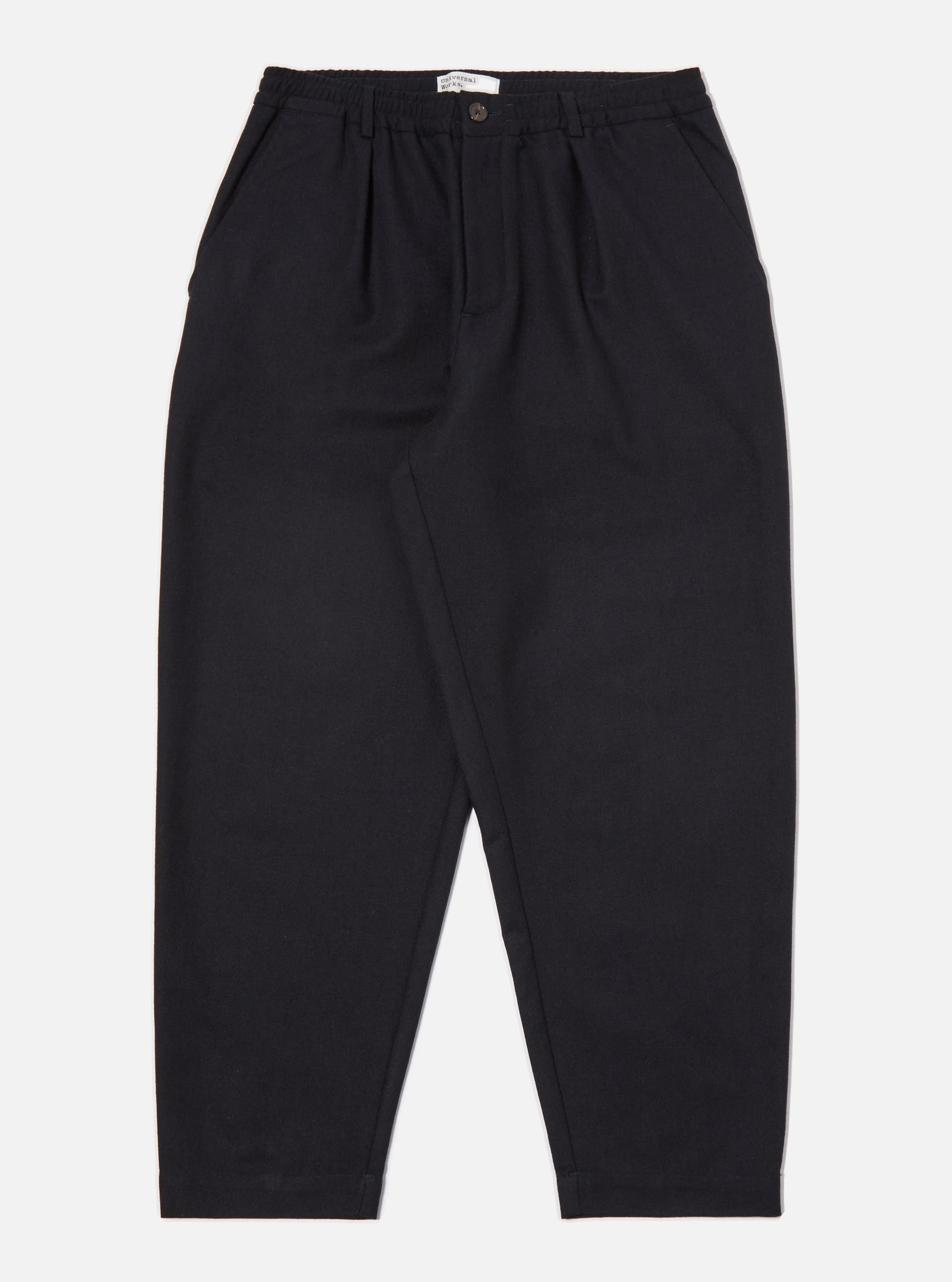 Dark Navy Upcycled Italian Tweed Pleated Track Pant