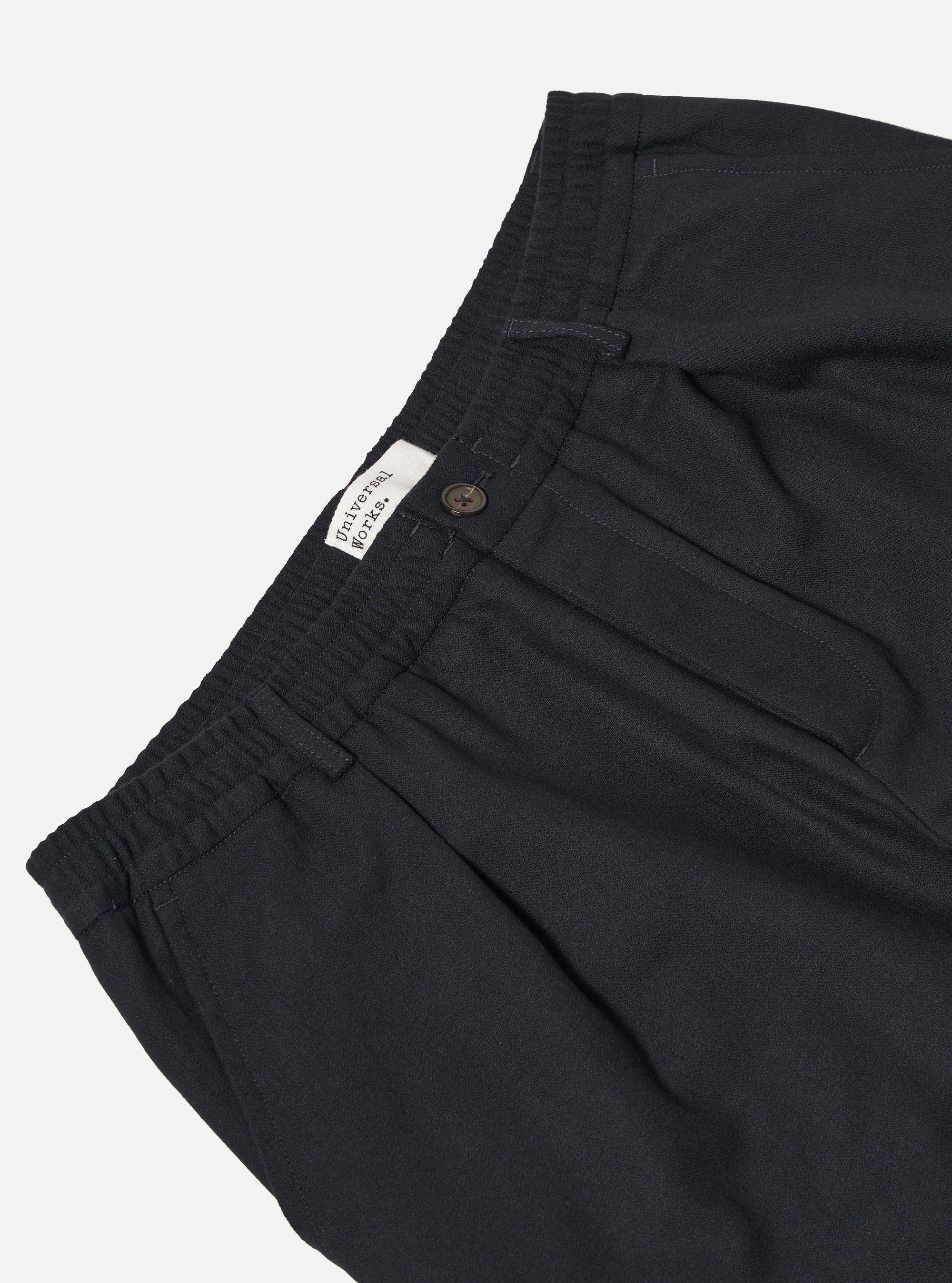 Dark Navy Upcycled Italian Tweed Pleated Track Pant