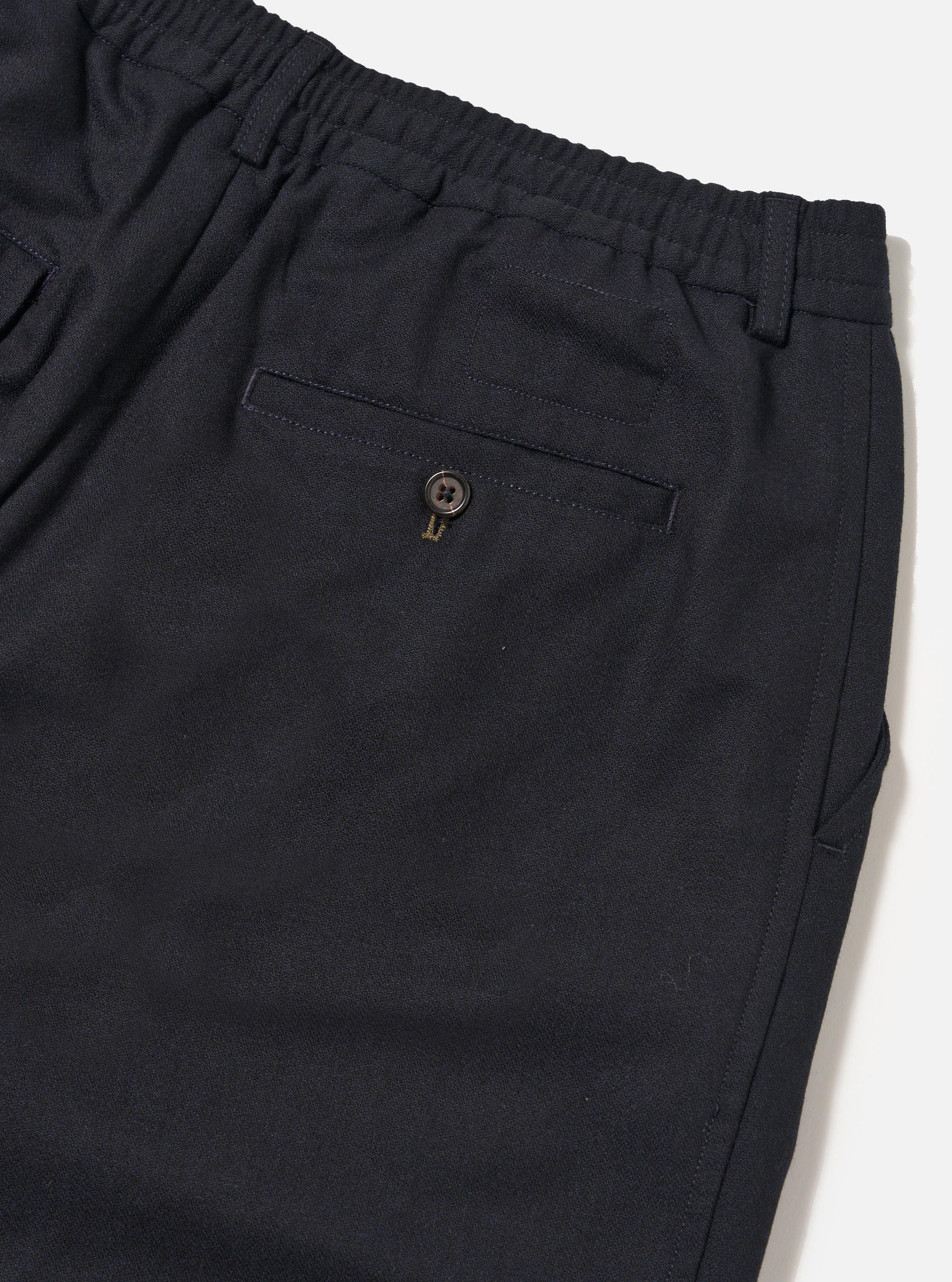 Dark Navy Upcycled Italian Tweed Pleated Track Pant