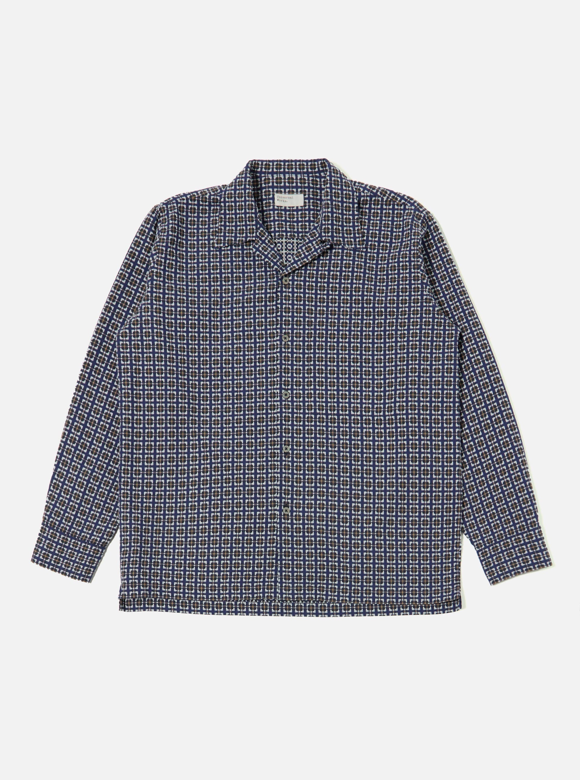 Navy Oscar Cotton L/S Camp Shirt