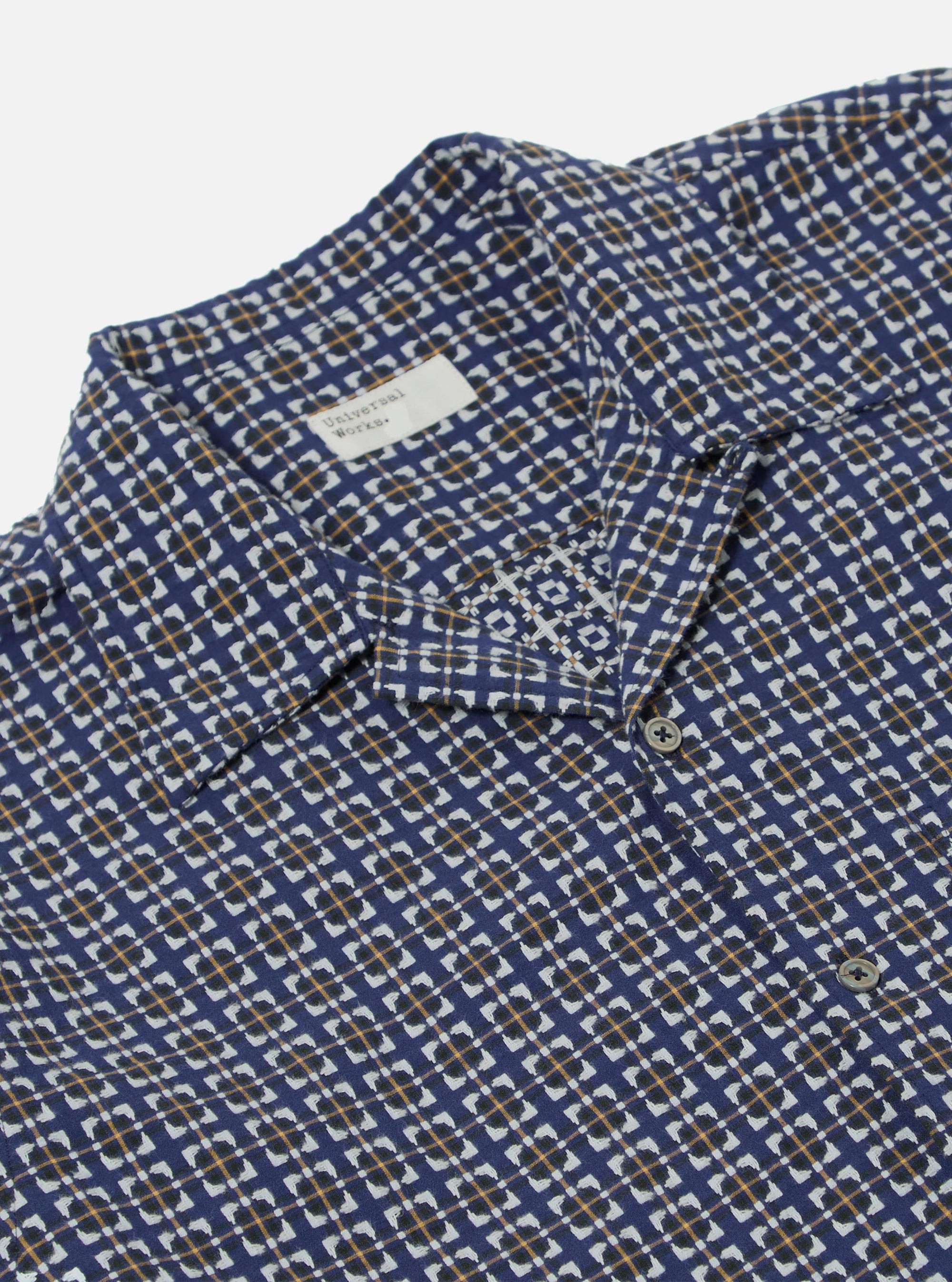Navy Oscar Cotton L/S Camp Shirt
