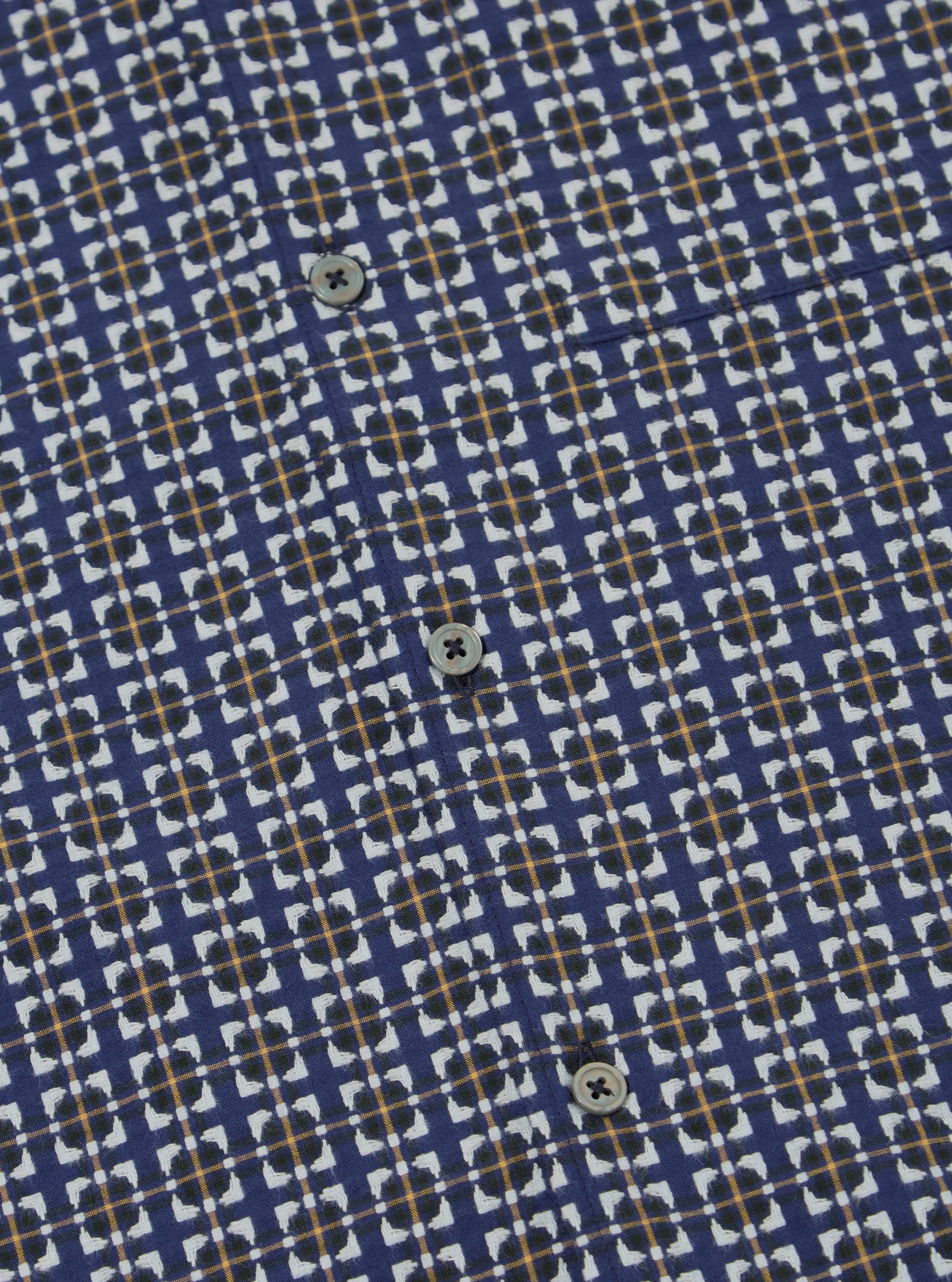 Navy Oscar Cotton L/S Camp Shirt