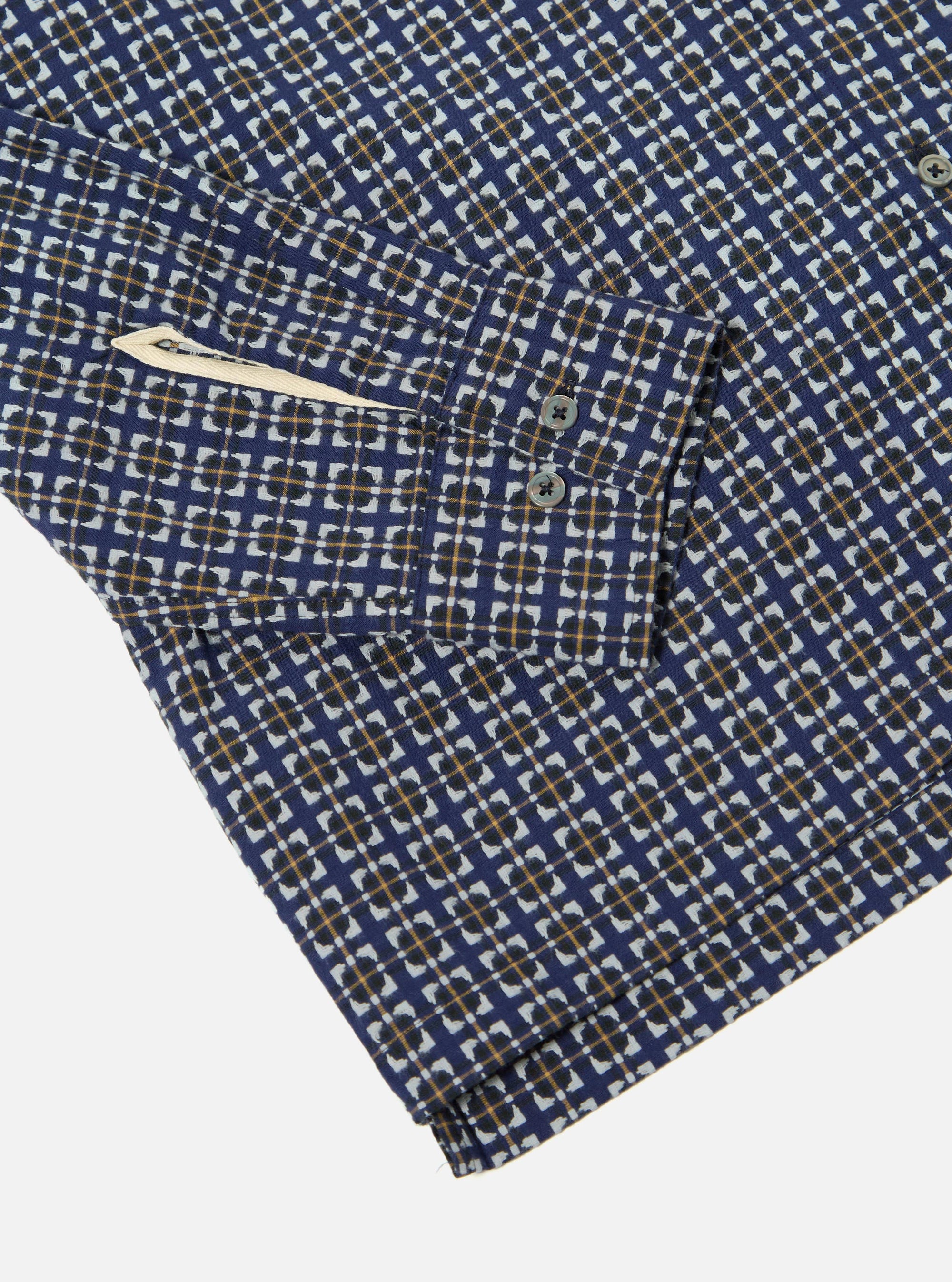 Navy Oscar Cotton L/S Camp Shirt