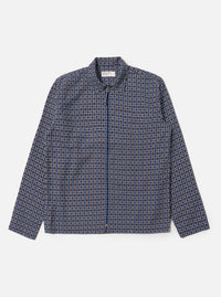 Navy Oscar Cotton Zip Shirt