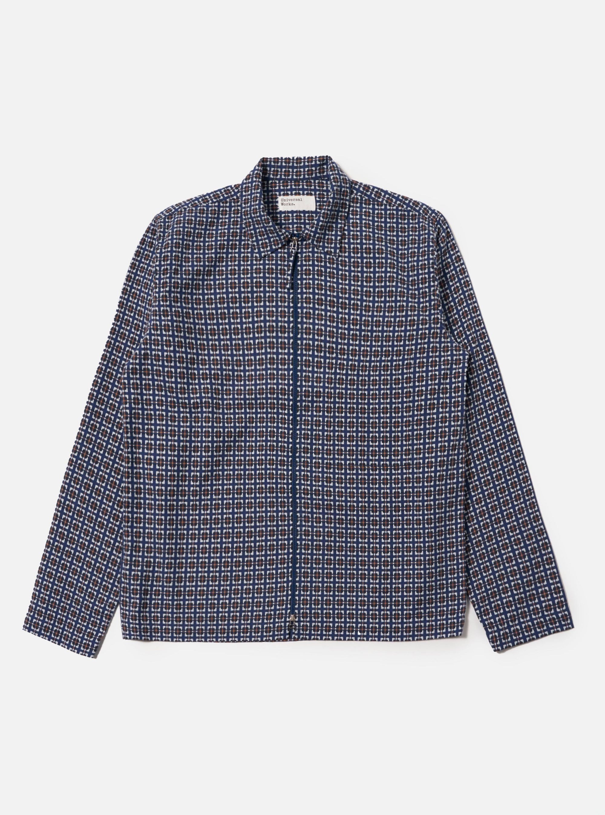 Navy Oscar Cotton Zip Shirt