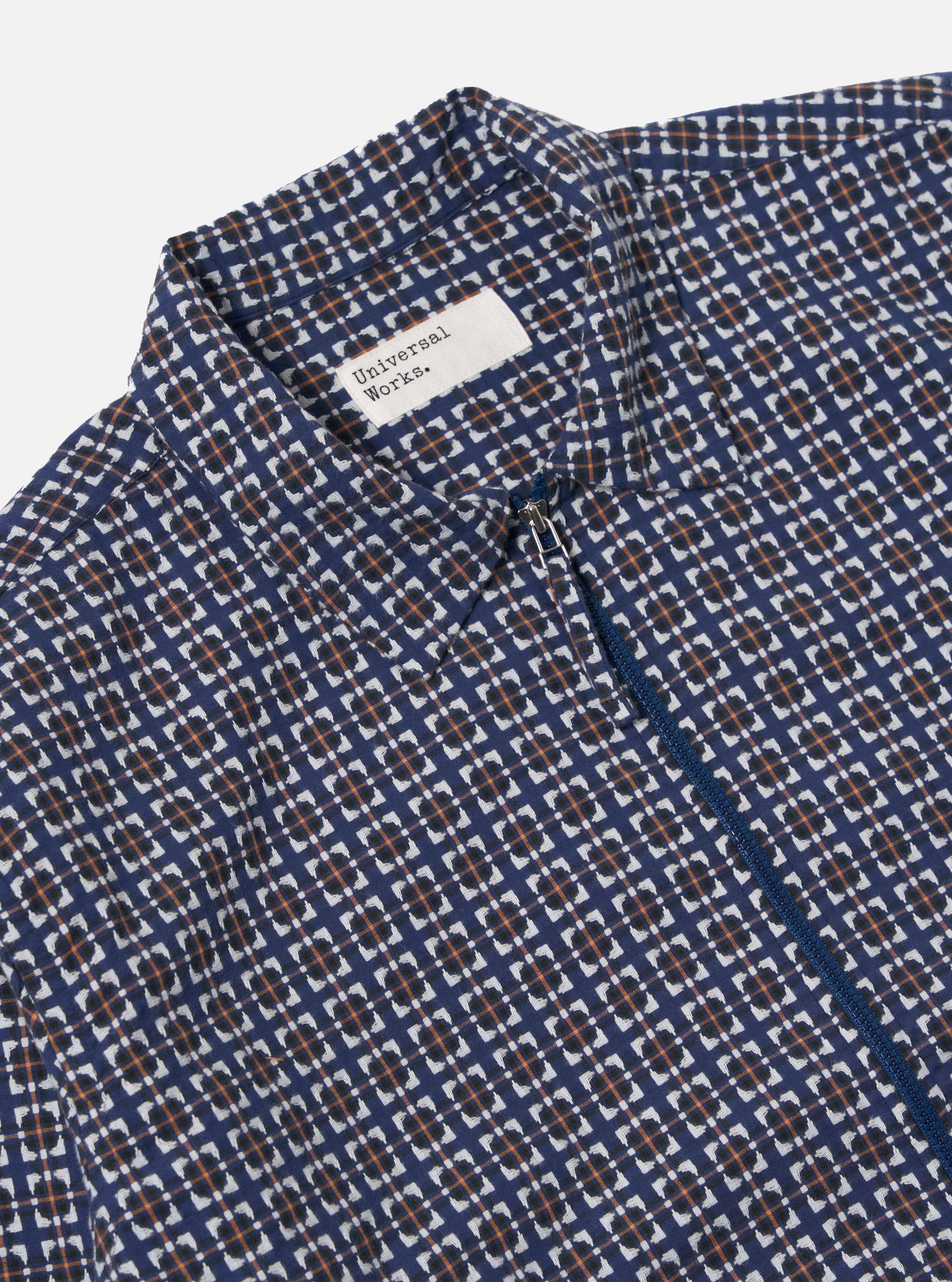 Navy Oscar Cotton Zip Shirt