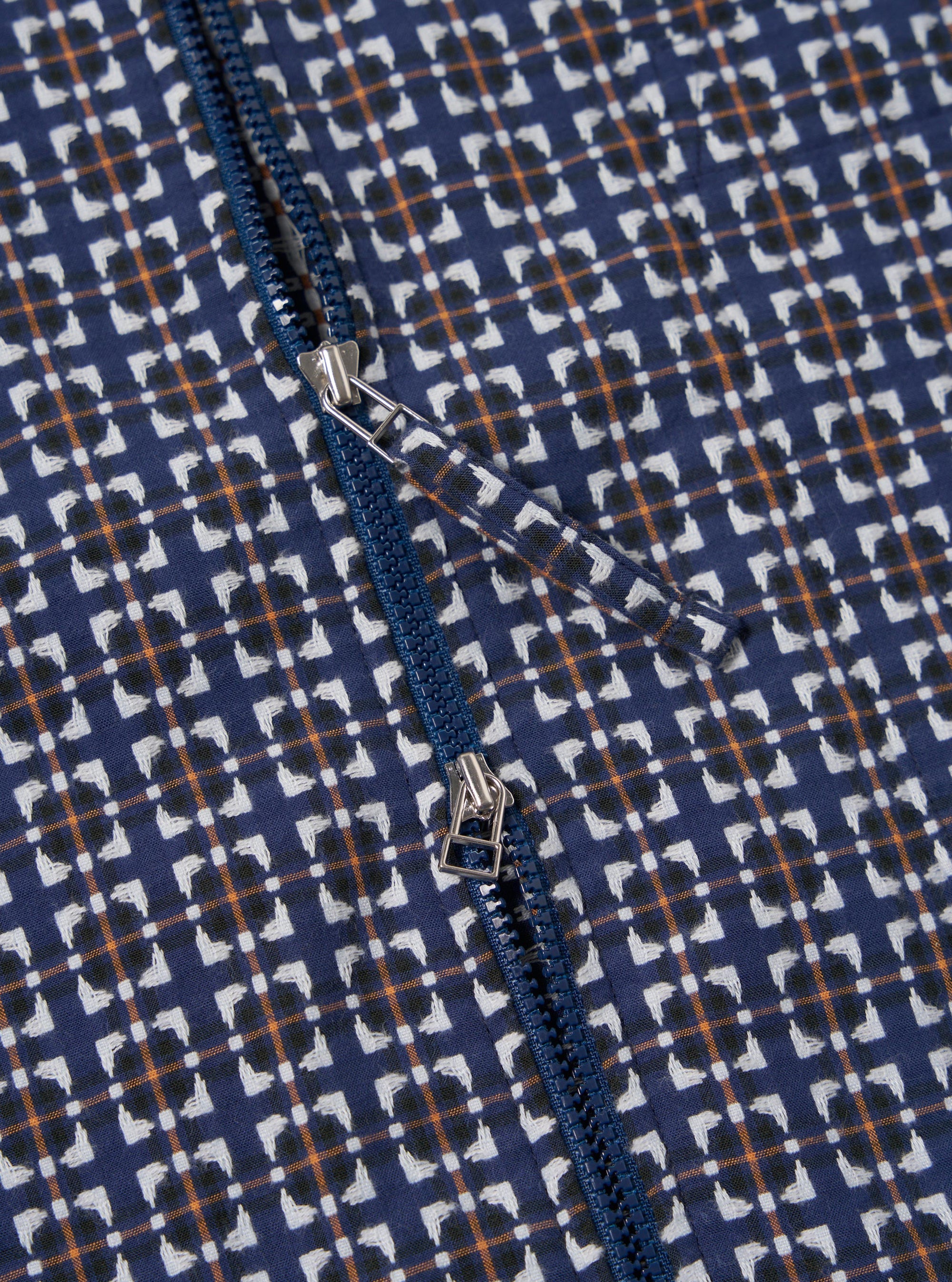 Navy Oscar Cotton Zip Shirt