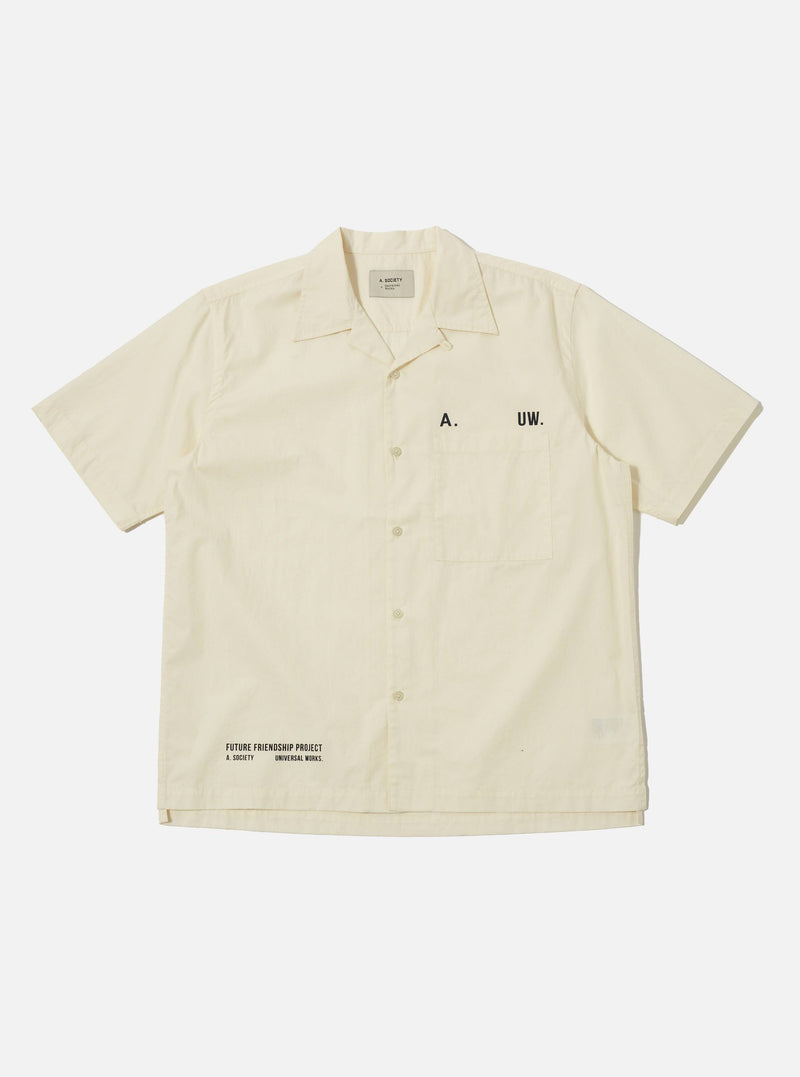 A. SOCIETY x Universal Works Ecru Broadcloth Camp Shirt