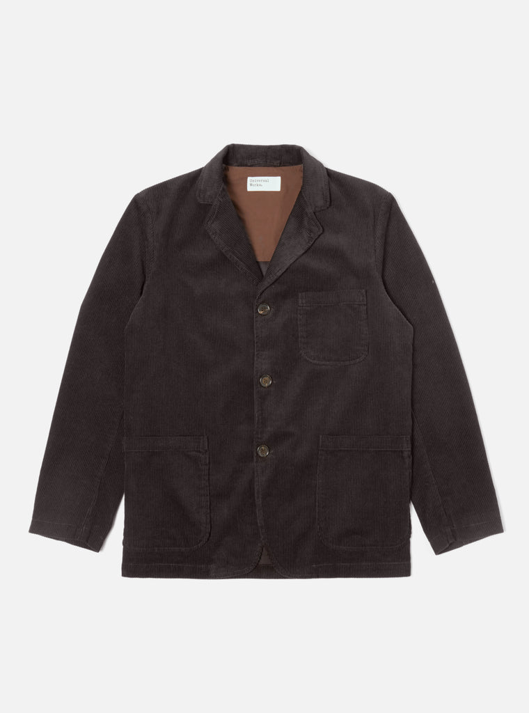 Universal Works Three Button Jacket in Licorice Cord