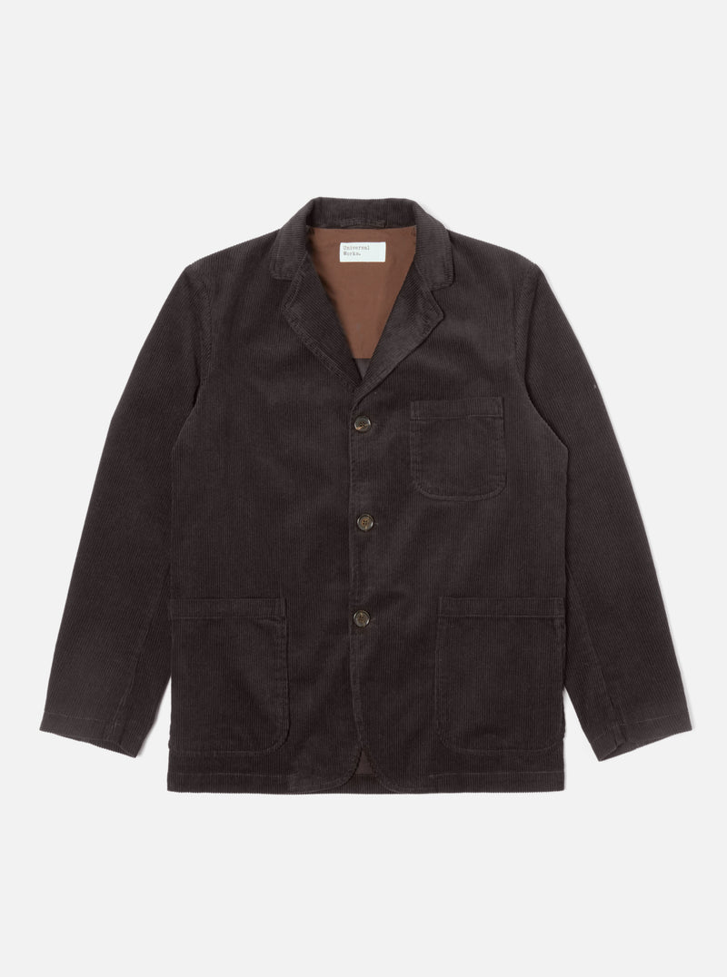 Universal Works Three Button Jacket in Licorice Cord
