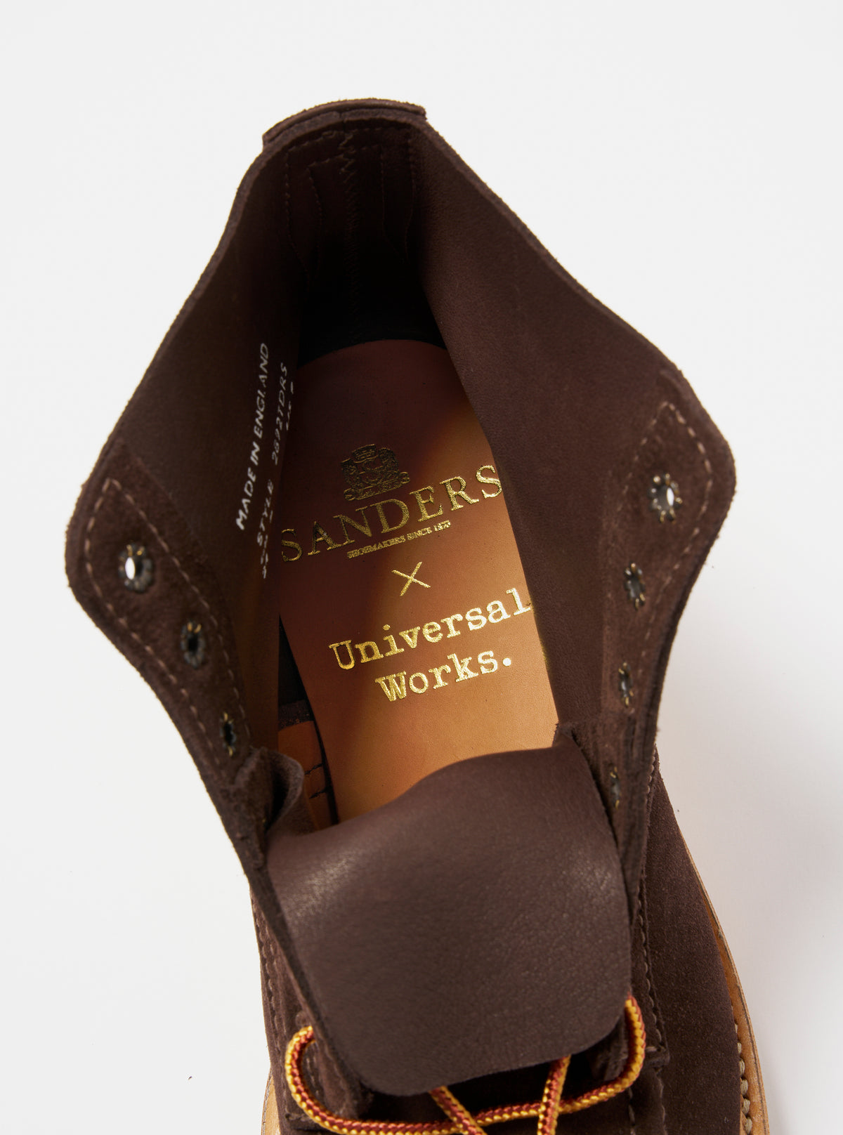 Universal Works x Sanders Wilson Derby Boot in Mocha Reverse Suede