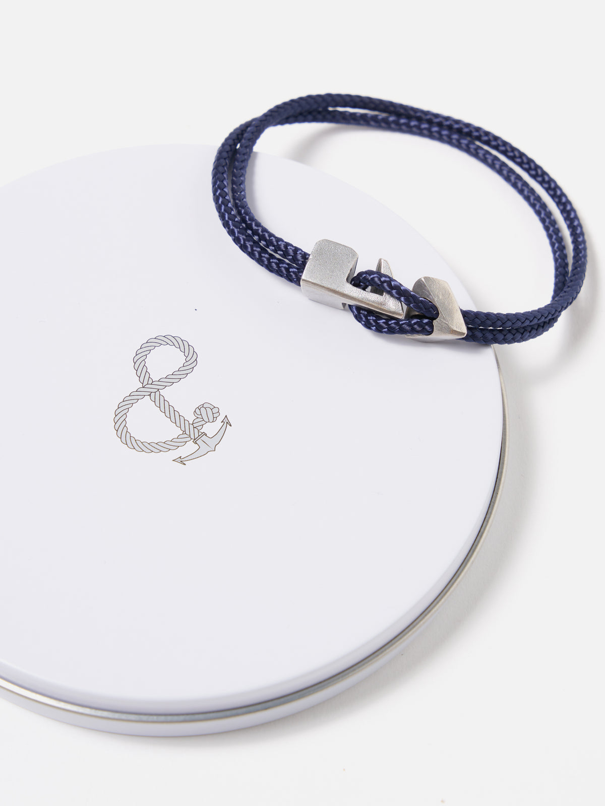 Anchor & Crew Brixham Bracelet in Navy Blue Rope/.925 Silver