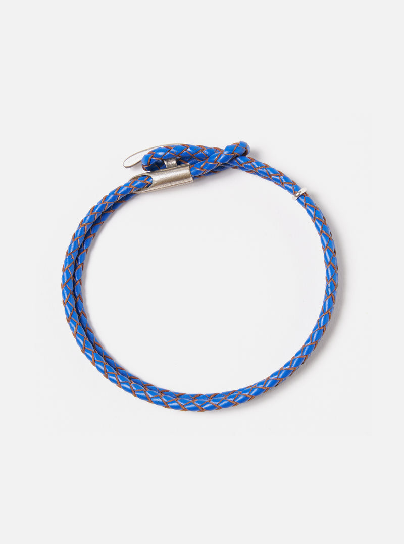 Anchor & Crew Padstow Bracelet in Royal Blue .925 Silver/Braided Leather