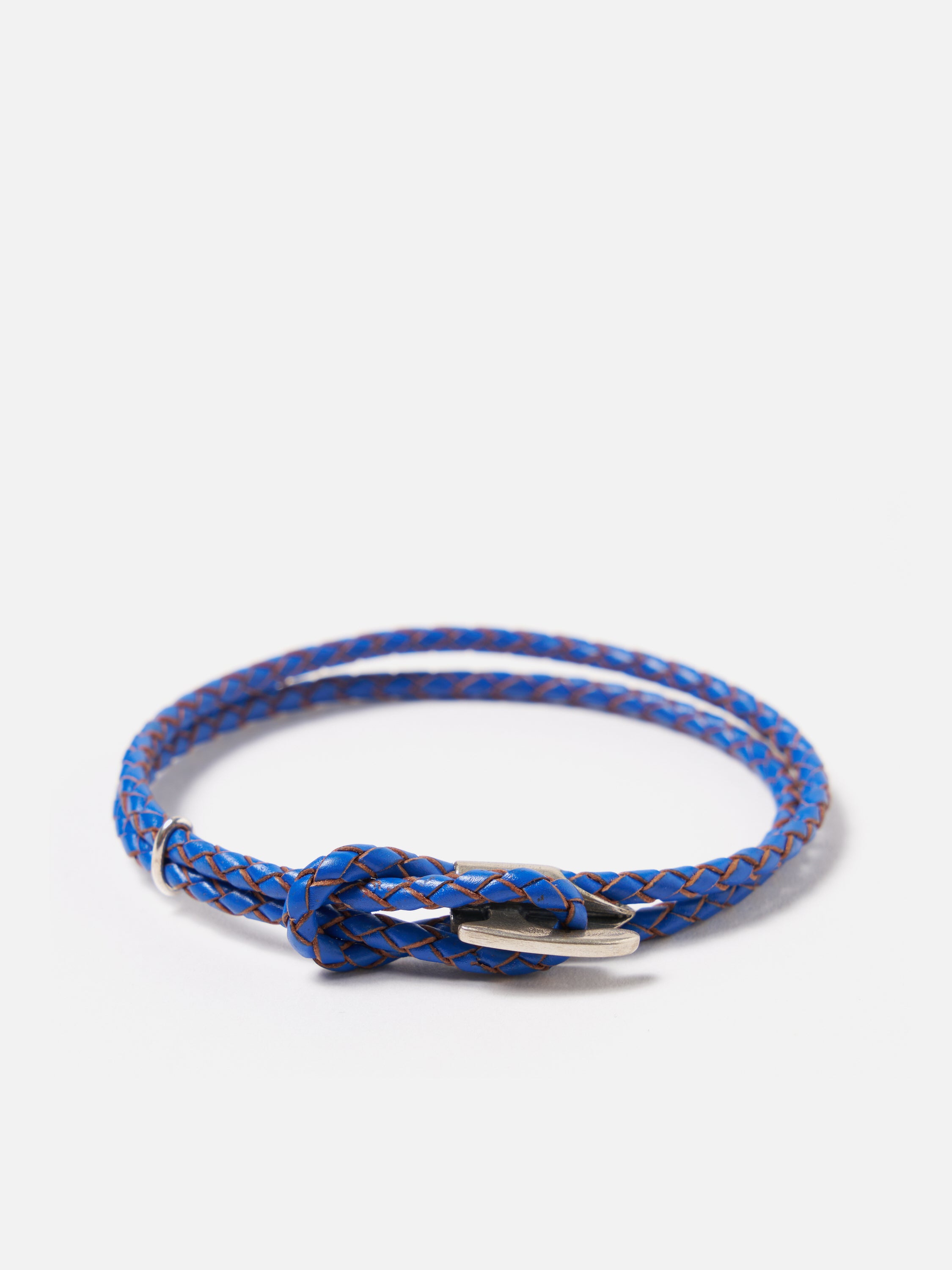 Anchor & Crew Padstow Bracelet in Royal Blue .925 Silver/Braided Leather