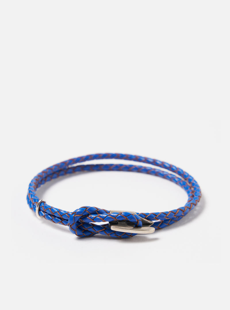 Anchor & Crew Padstow Bracelet in Royal Blue .925 Silver/Braided Leather