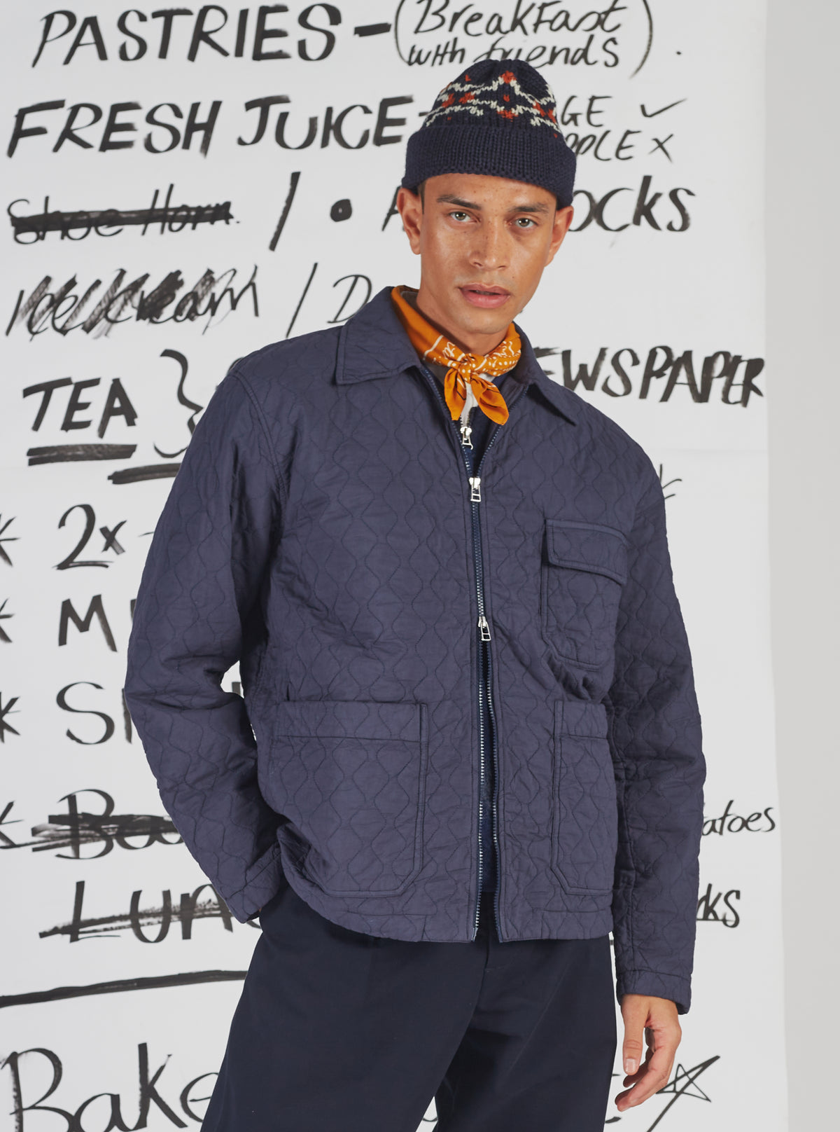 Universal Works Gower Jacket in Dark Navy Quilt Cotton