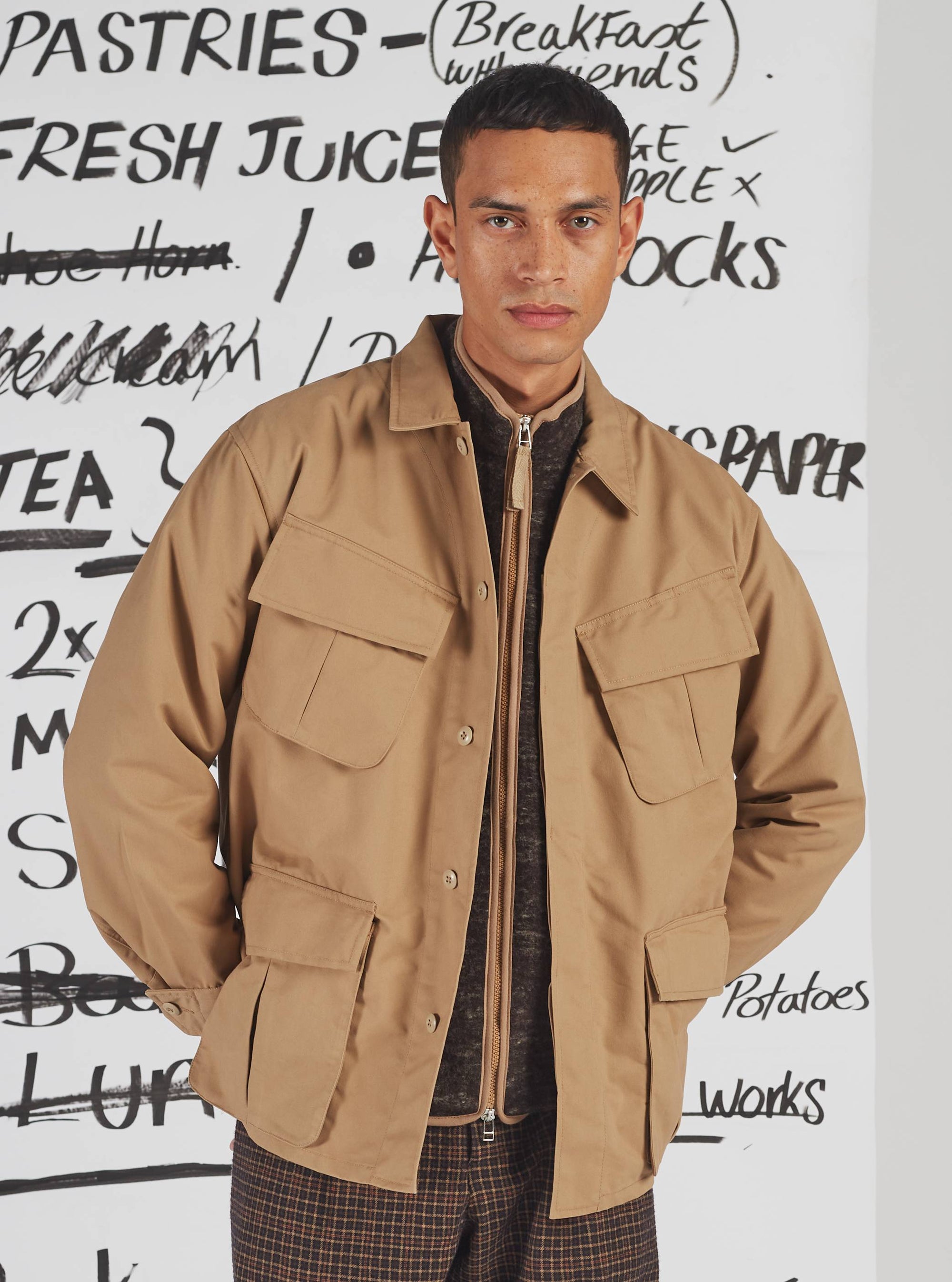 Universal Works Jungle Jacket in Sand Brushed Polytech