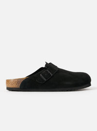 Birkenstock Boston in Black Suede Leather