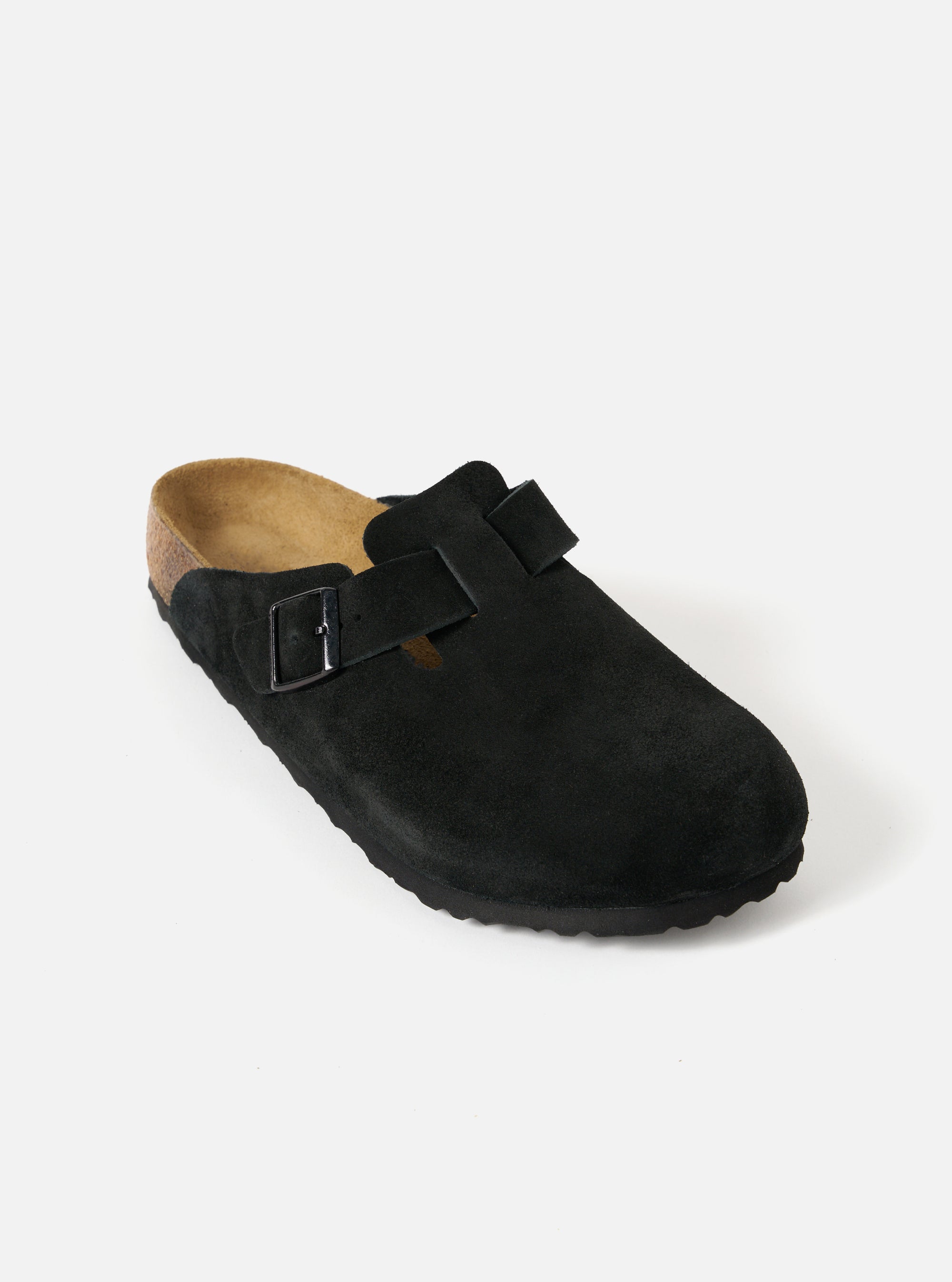 Birkenstock Boston in Black Suede Leather