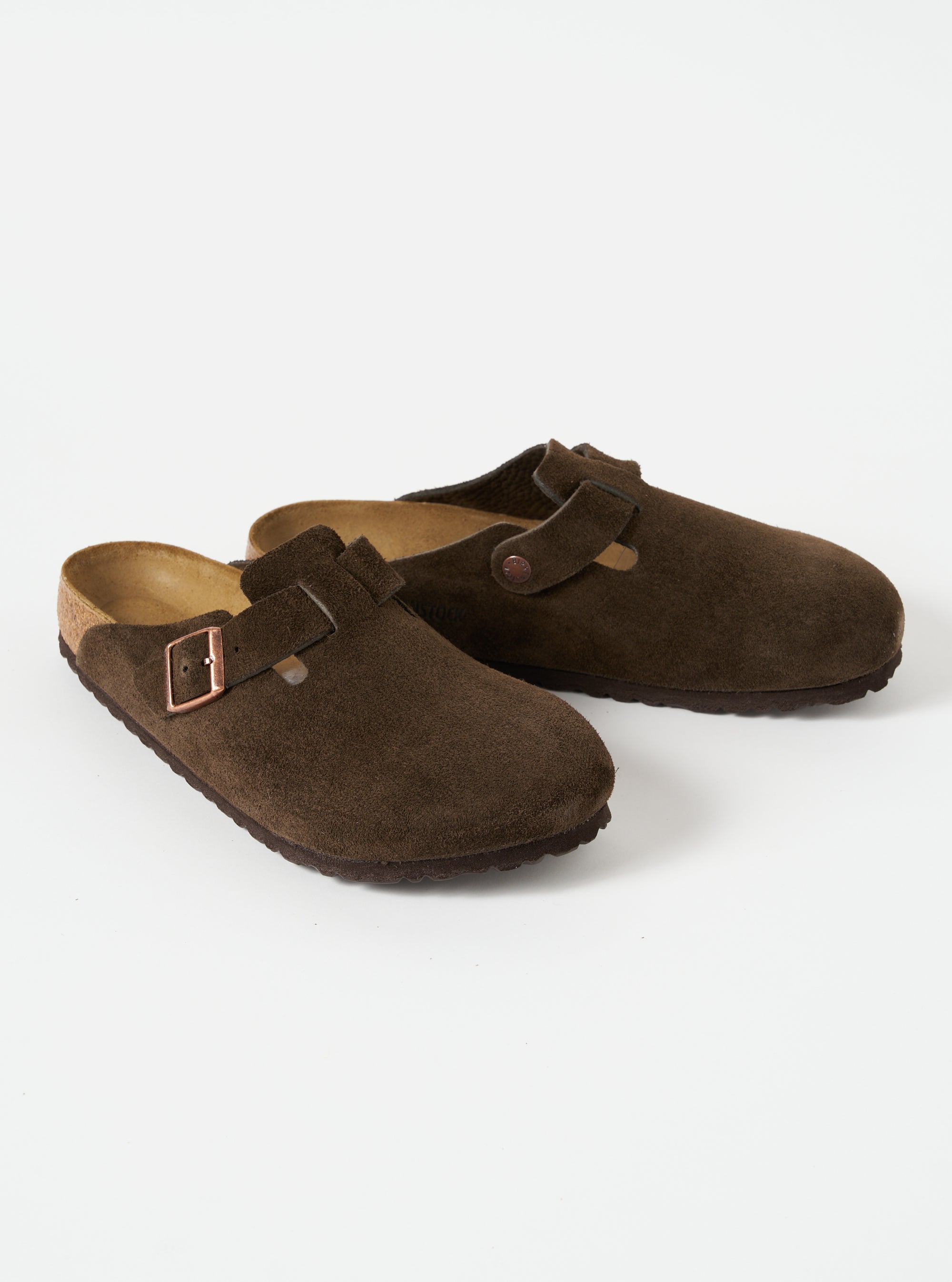 Birkenstock Boston in Mocha Suede Leather