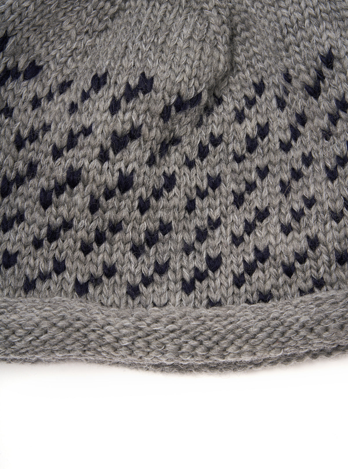 cableami® Bobble Watch Cap in Grey Wool Jacquard