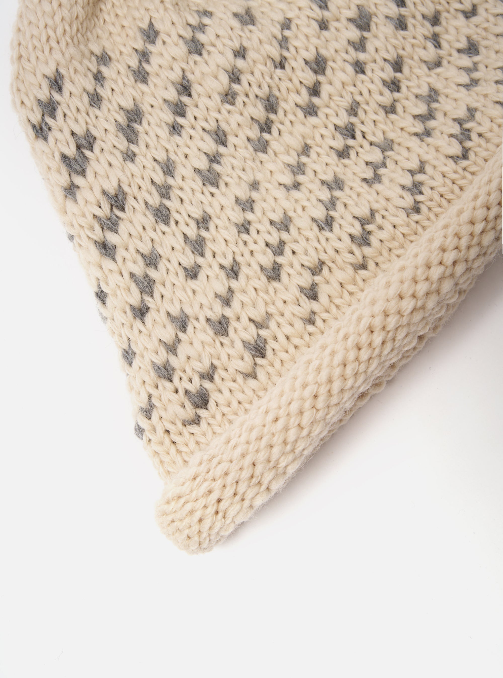 cableami® Bobble Watch Cap in Ivory Wool Jacquard