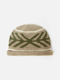 cableami® Watch Cap in Beige Wool Jacquard