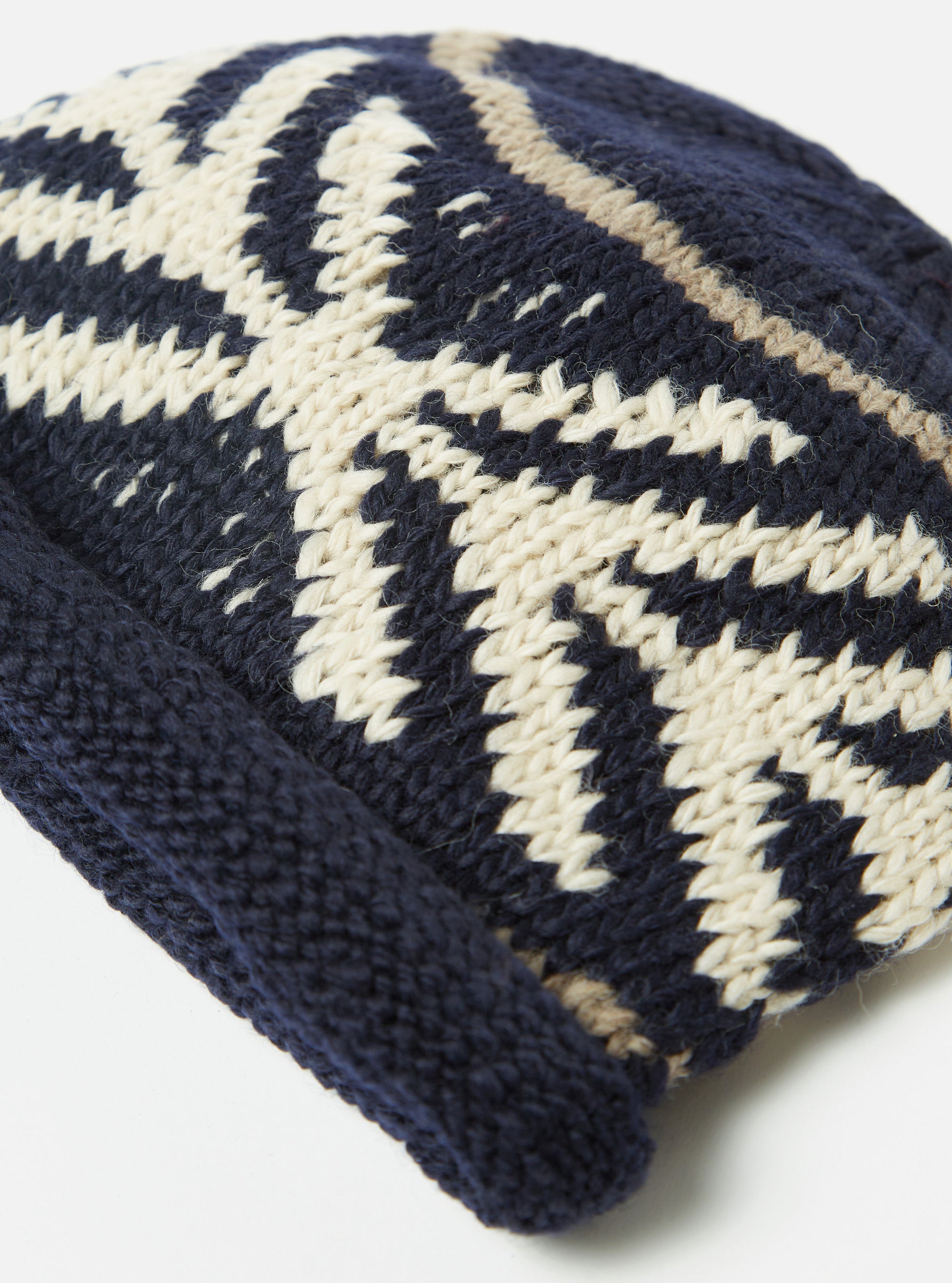 cableami® Watch Cap in Navy Wool Jacquard