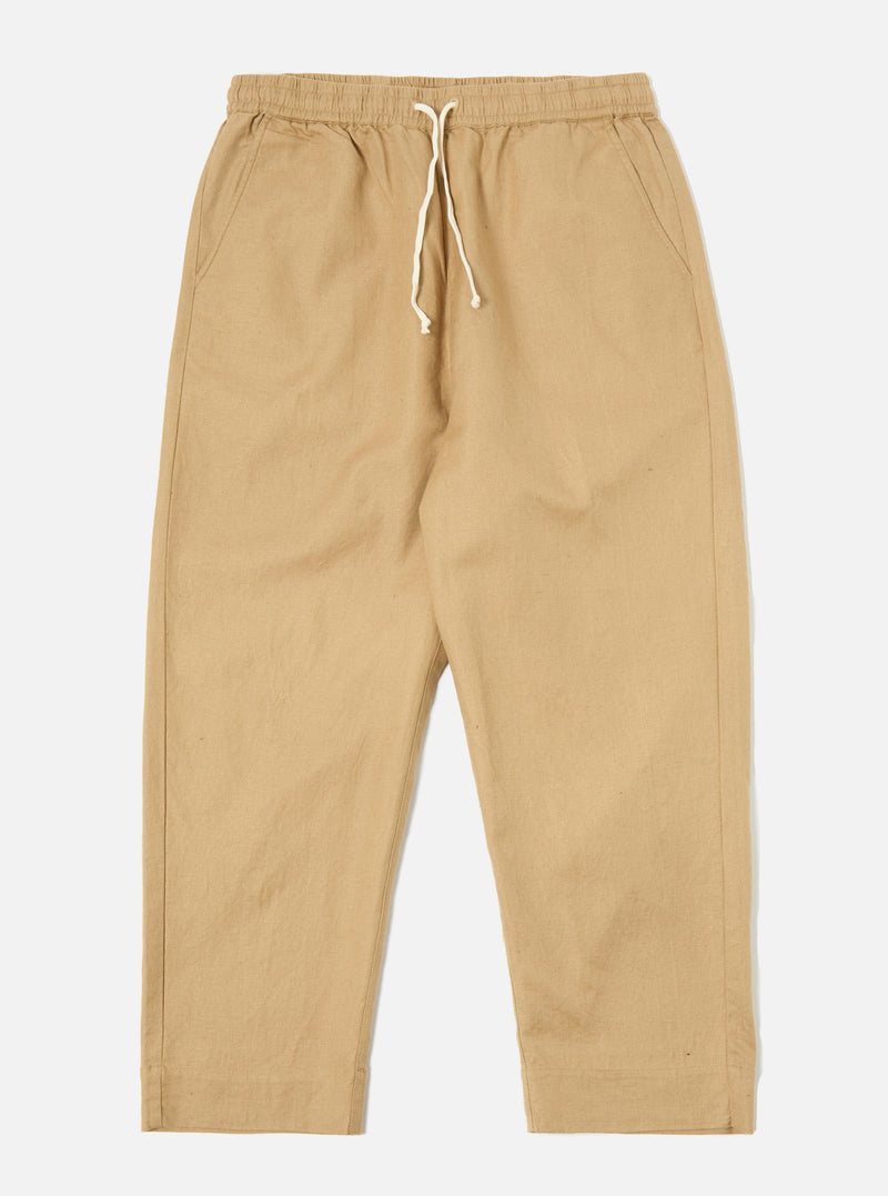 Universal Works Judo Pant in Sand Linen Cotton Suiting